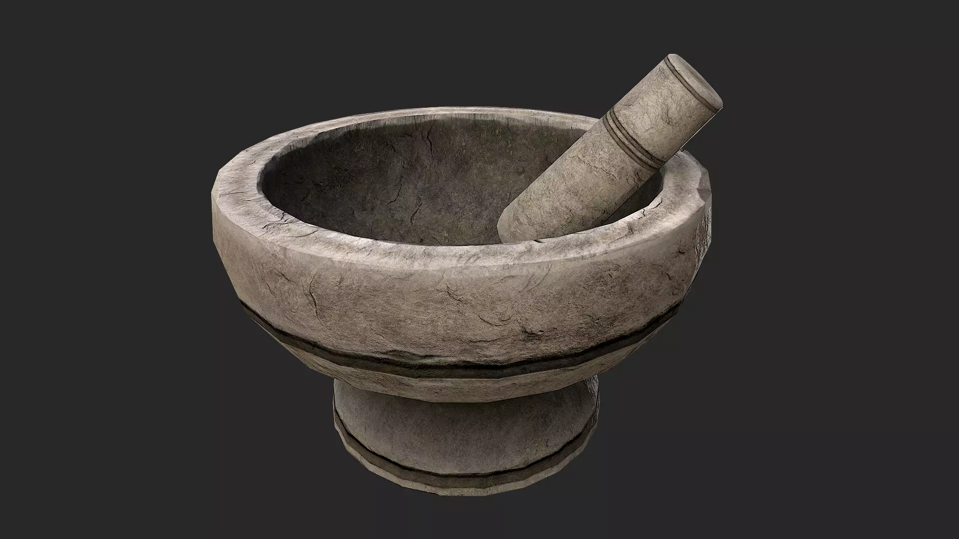 Stone Mortar and Pestle Low-poly 3D model_0