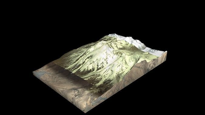 Muztagh Ata Mountain Low-poly 3D model