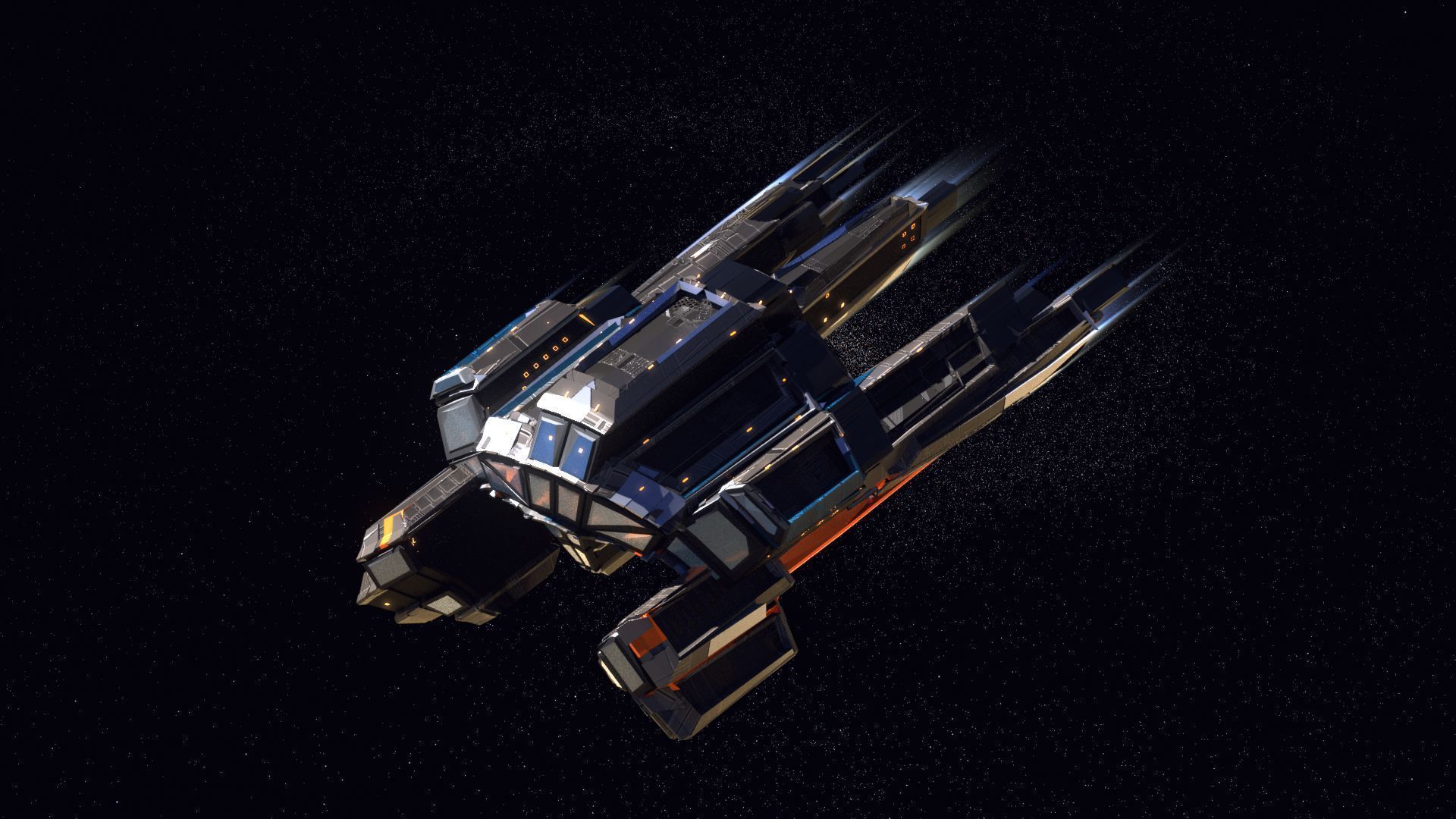 27 Lowpoly Sci-Fi Spaceship Kitbash Bundle Pack Bundle Package Low-poly 3D model_7