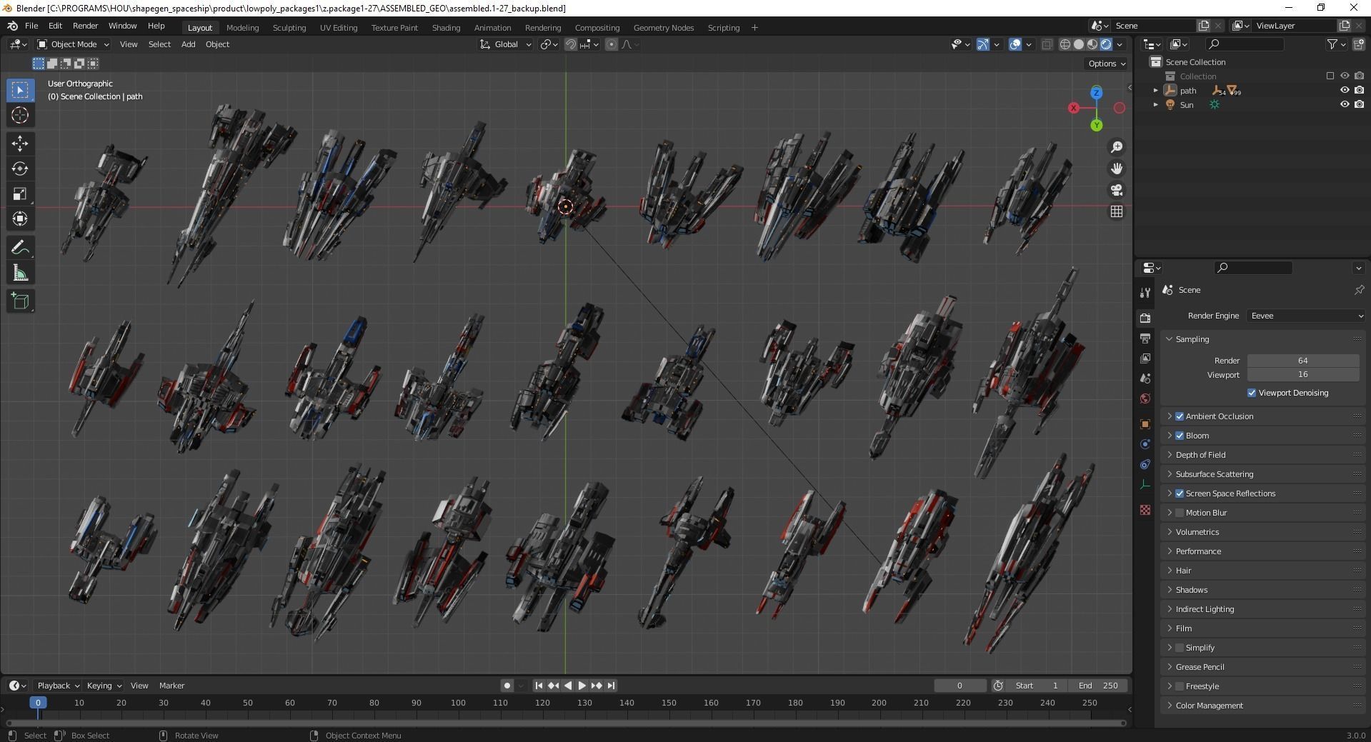 27 Lowpoly Sci-Fi Spaceship Kitbash Bundle Pack Bundle Package Low-poly 3D model_3