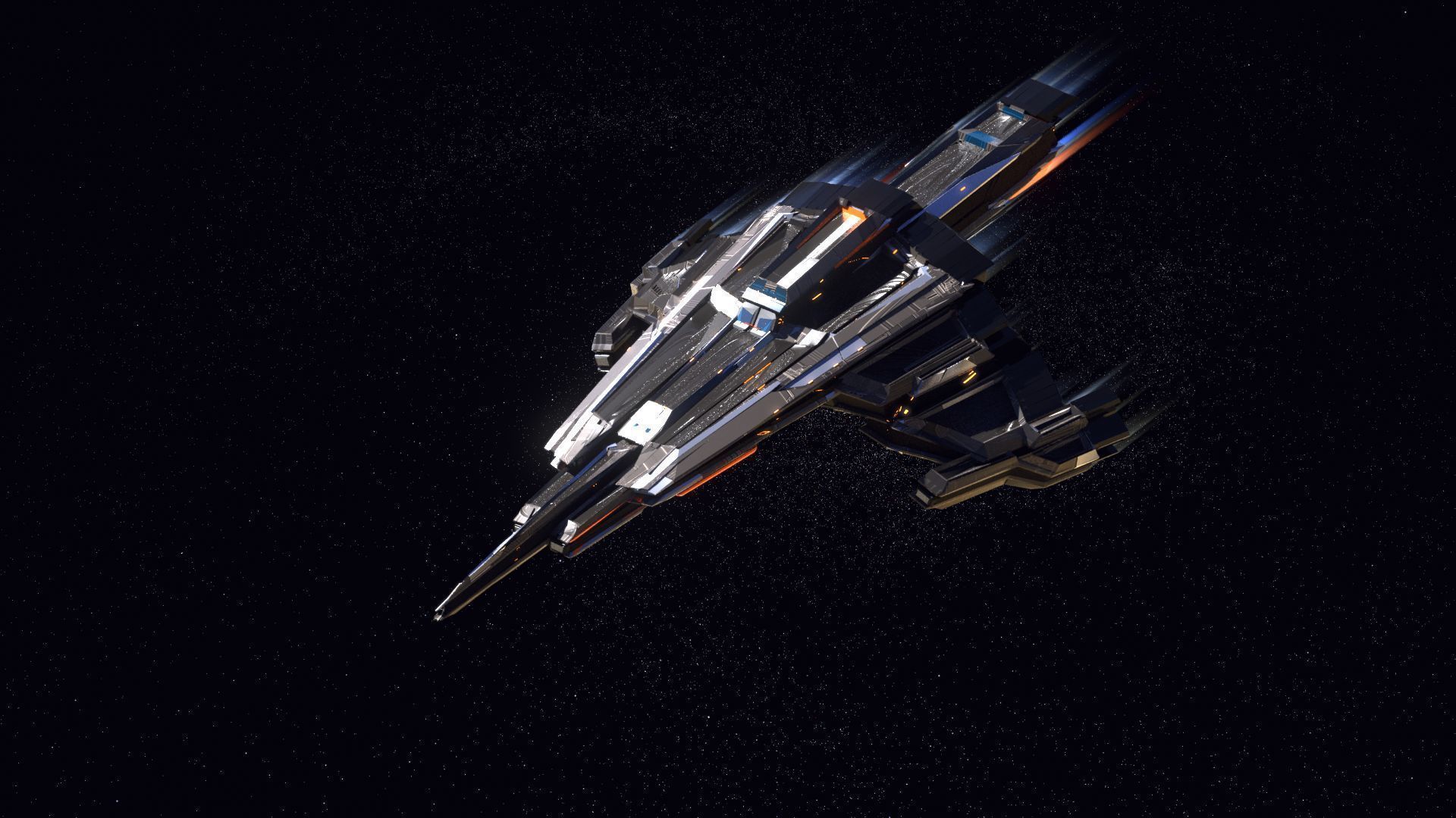 27 Lowpoly Sci-Fi Spaceship Kitbash Bundle Pack Bundle Package Low-poly 3D model_13