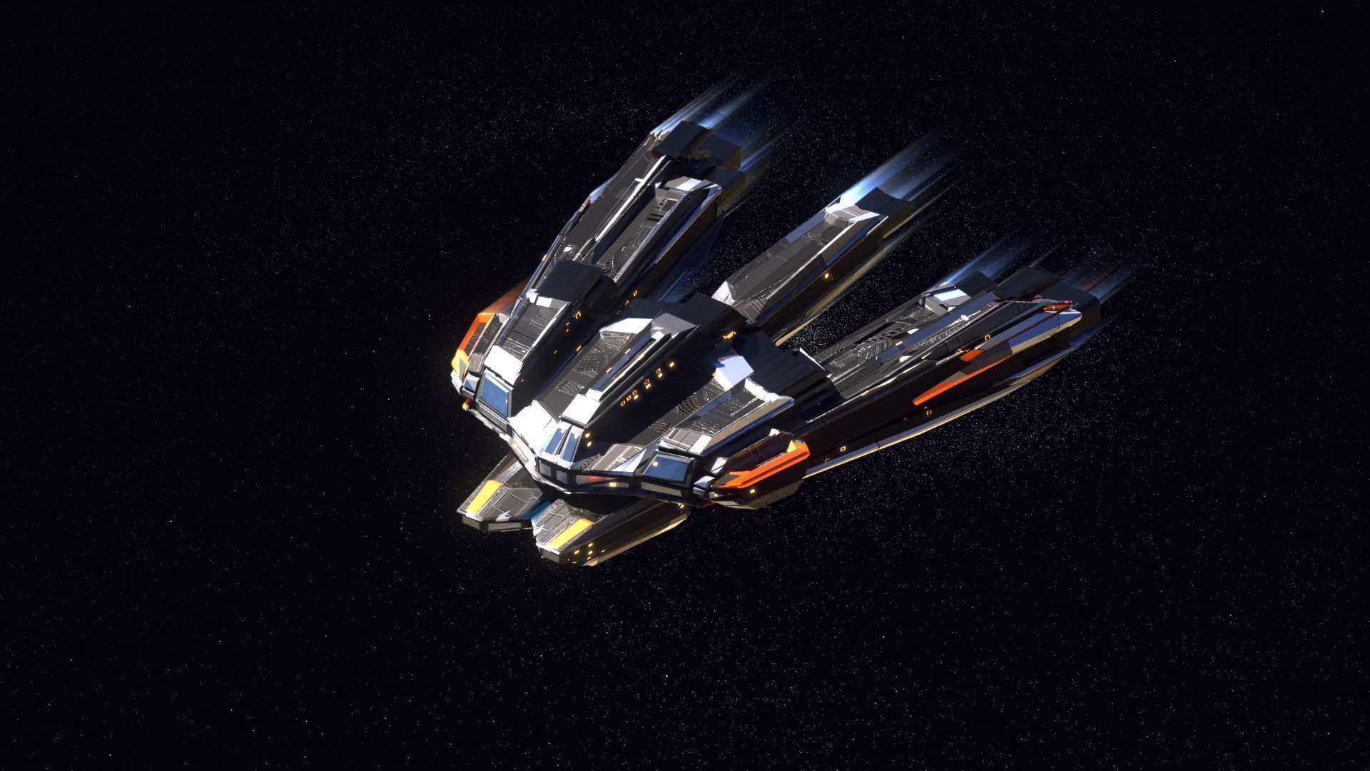 27 Lowpoly Sci-Fi Spaceship Kitbash Bundle Pack Bundle Package Low-poly 3D model_10