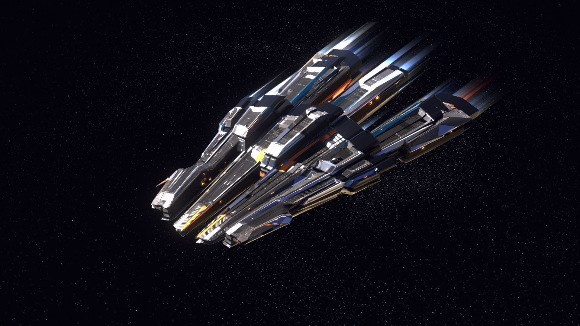 27 Lowpoly Sci-Fi Spaceship Kitbash Bundle Pack Bundle Package Low-poly 3D model_12