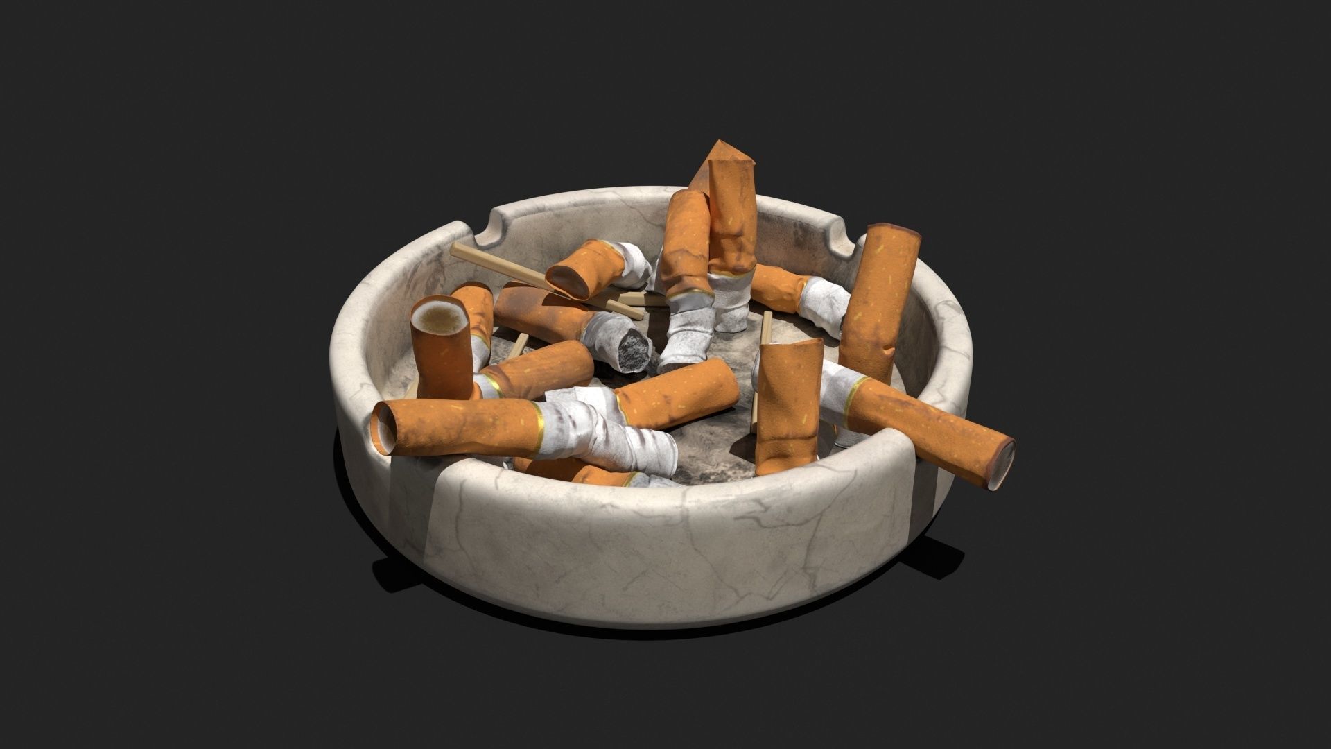 Ashtray with tobacco butts 3D model_5