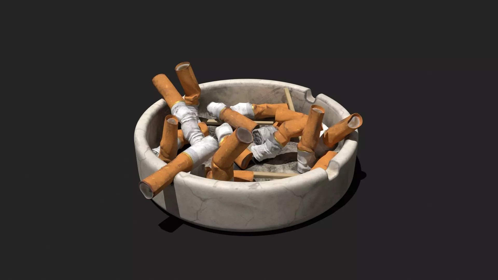 Ashtray with tobacco butts 3D model_0