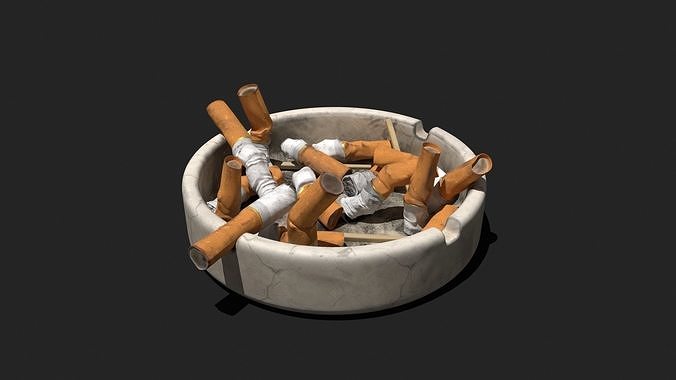 Ashtray with tobacco butts 3D model
