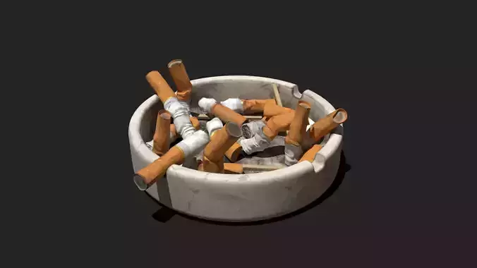 Ashtray with tobacco butts 3D model