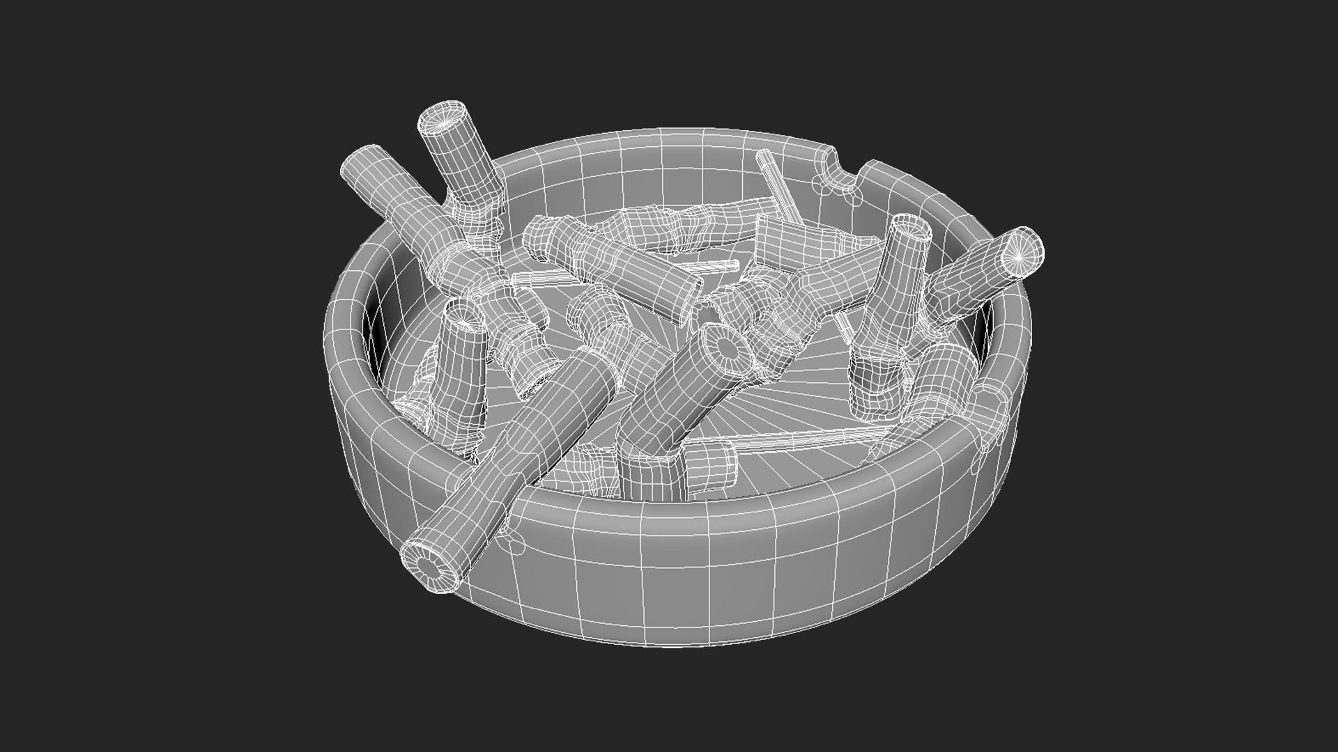 Ashtray with tobacco butts 3D model_4