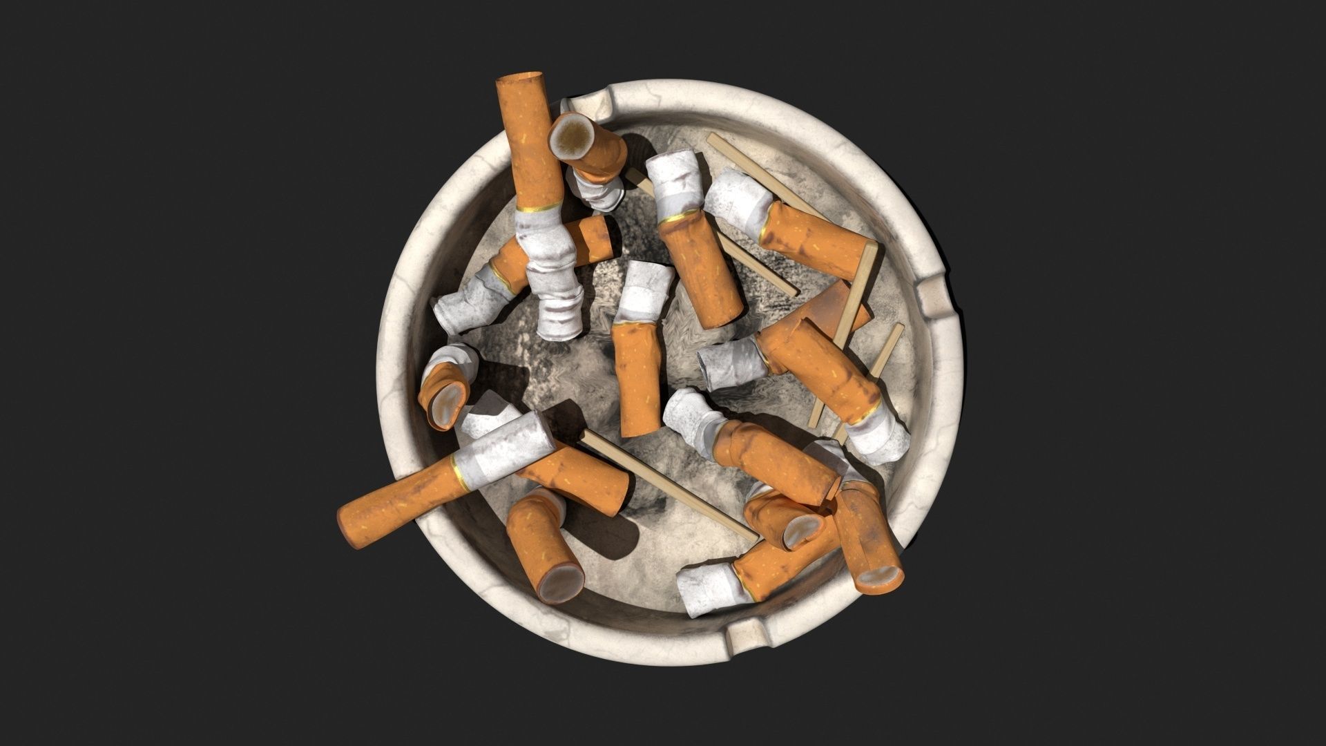 Ashtray with tobacco butts 3D model_6