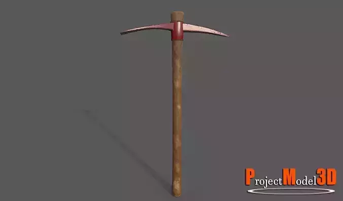 Pickaxe-Version001 axe with wooden handle Low-poly 3D model
