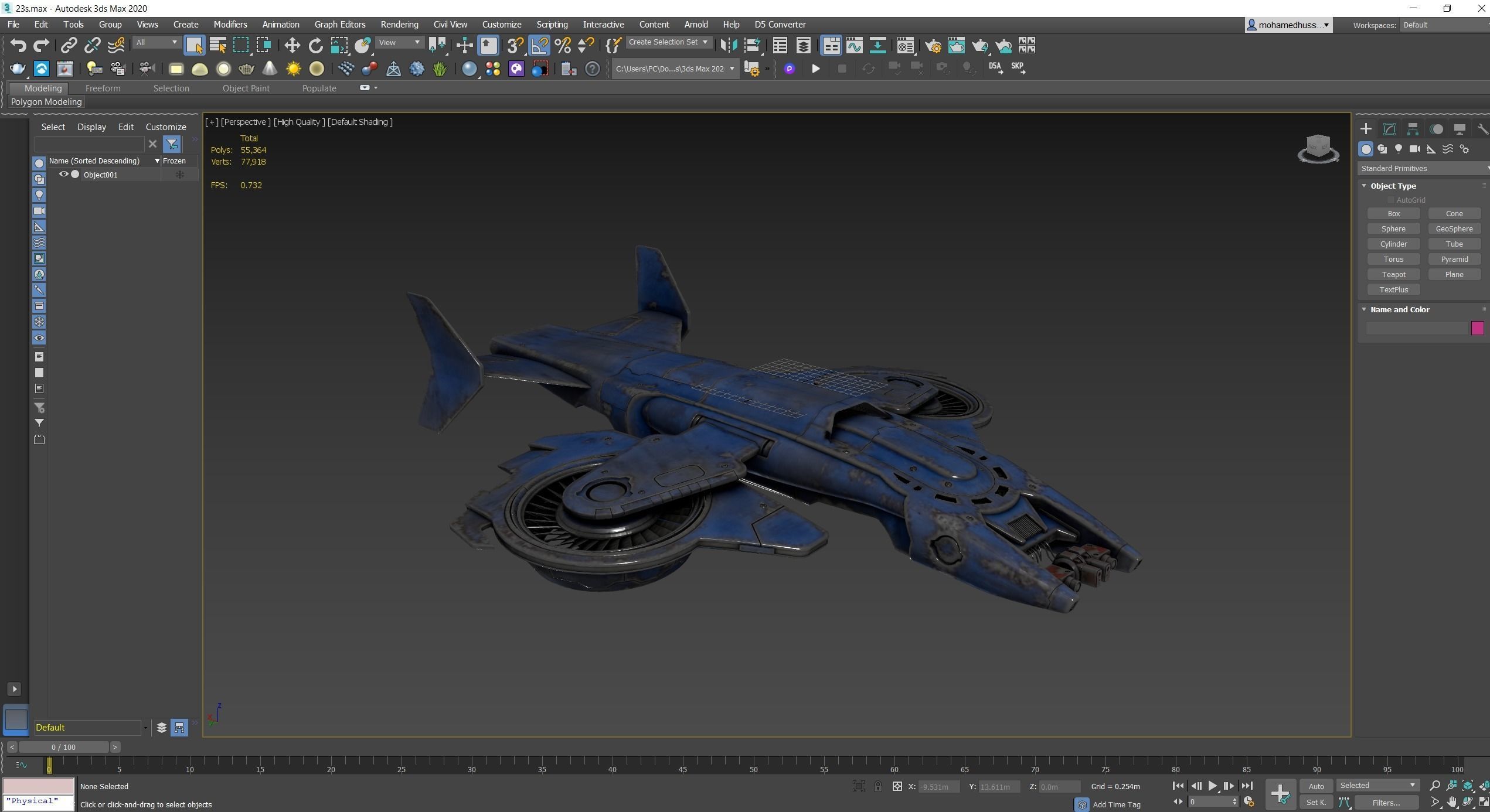 23spaceship spaceship flying in space Low-poly 3D model_5
