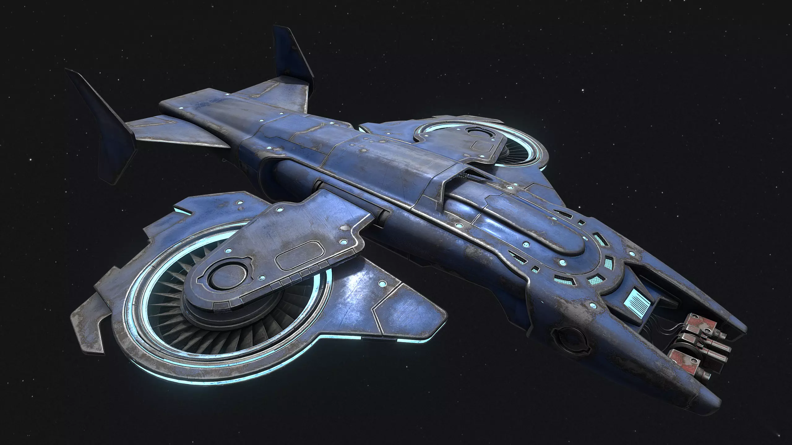 23spaceship spaceship flying in space Low-poly 3D model_0