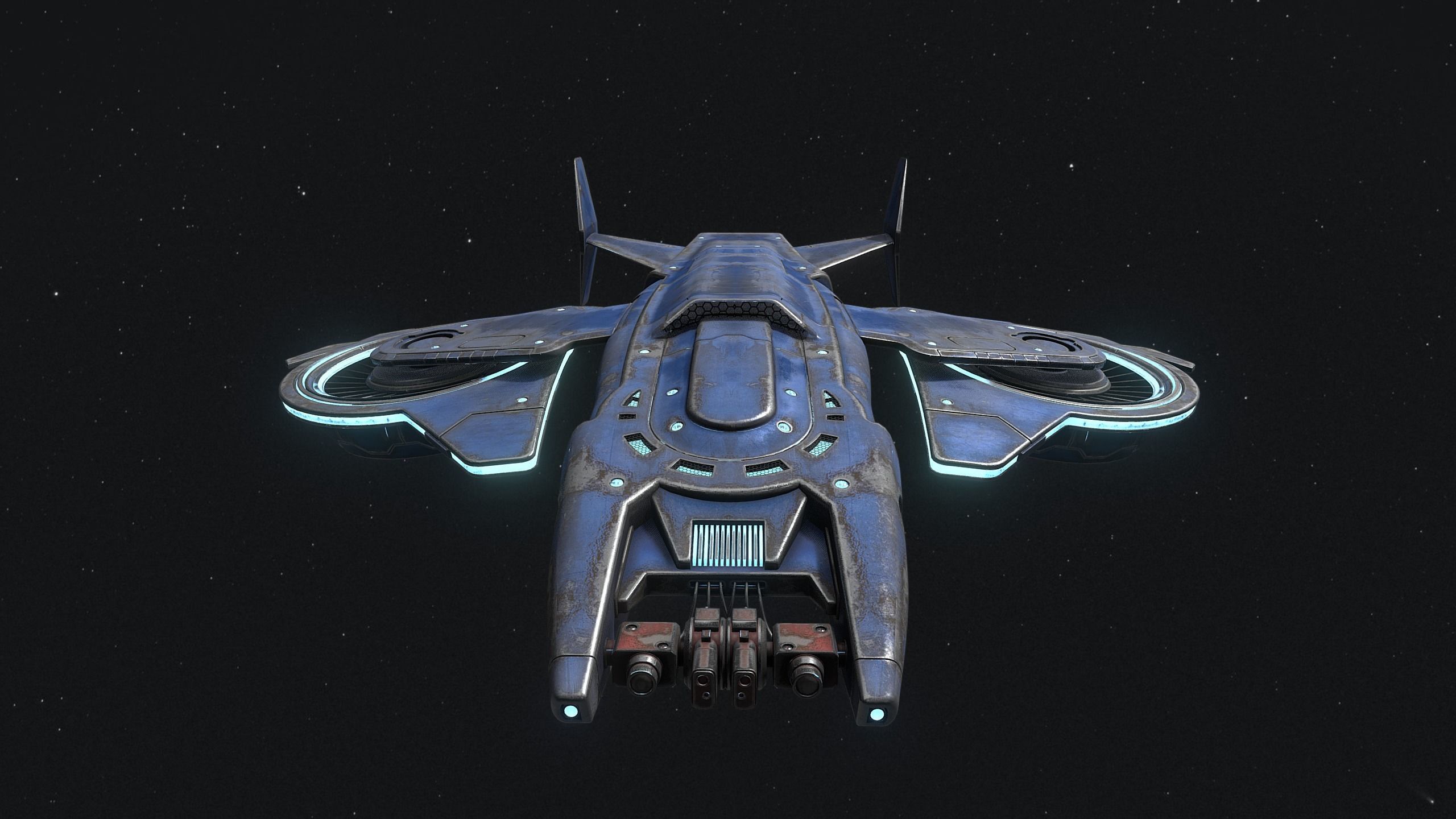 23spaceship spaceship flying in space Low-poly 3D model_2