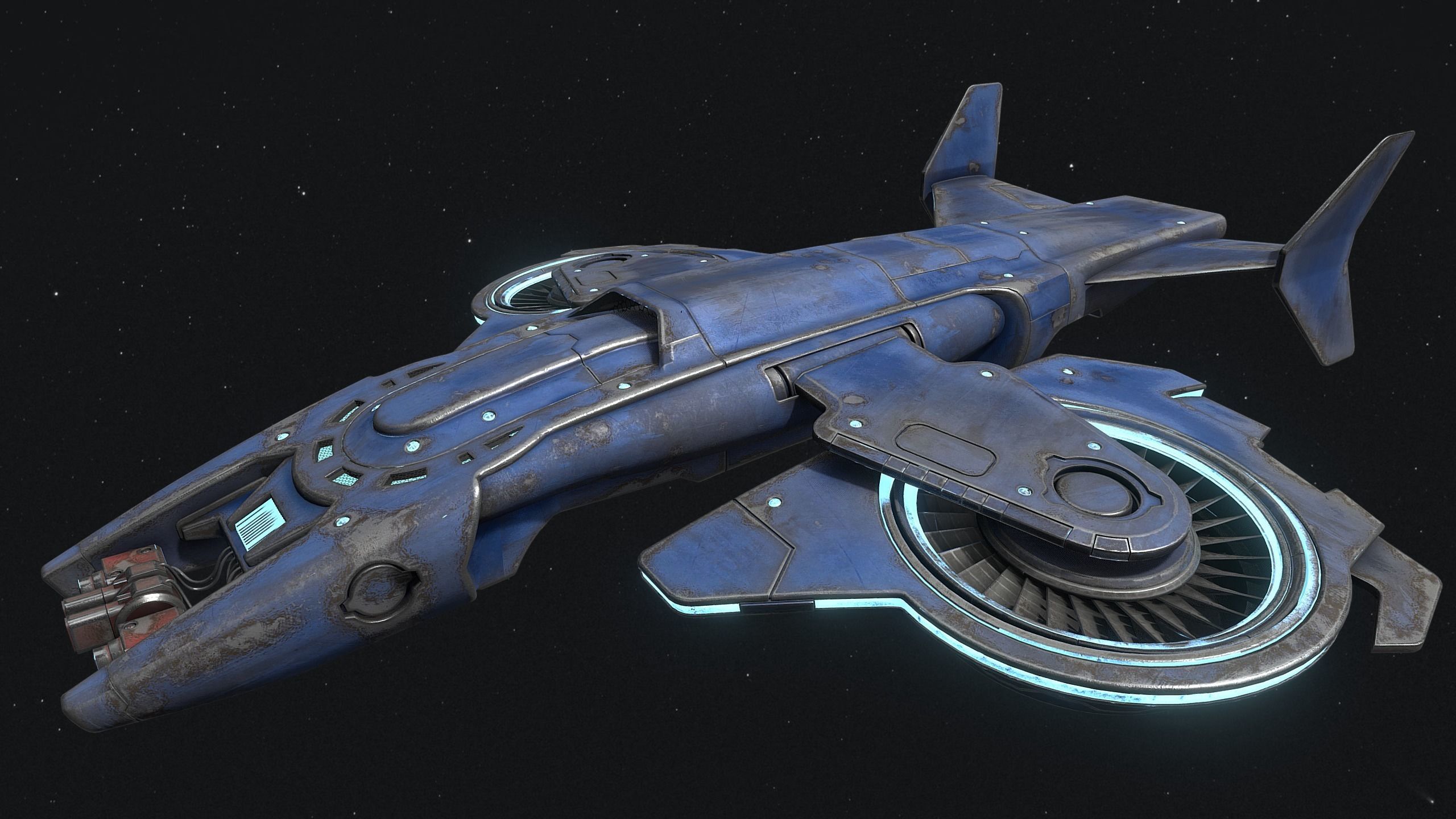 23spaceship spaceship flying in space Low-poly 3D model_1