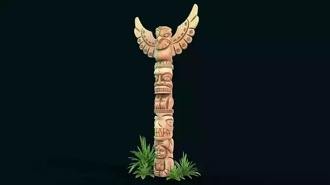 Stylized Wood Totem 8 Low-poly 3D model