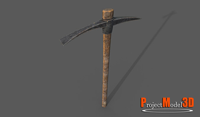 Pickaxe-Version002 axe with wooden handle Low-poly 3D model