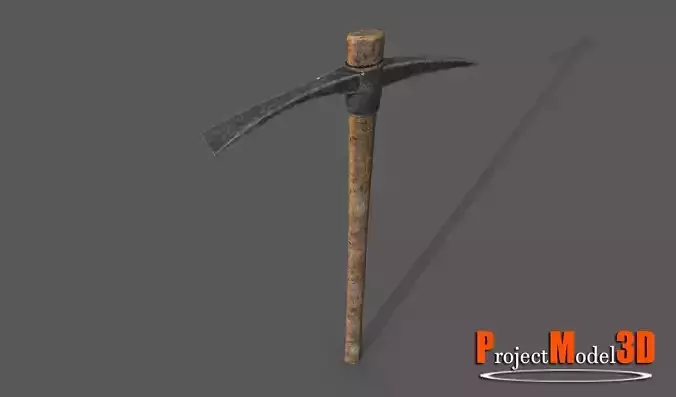 Pickaxe-Version002 axe with wooden handle Low-poly 3D model