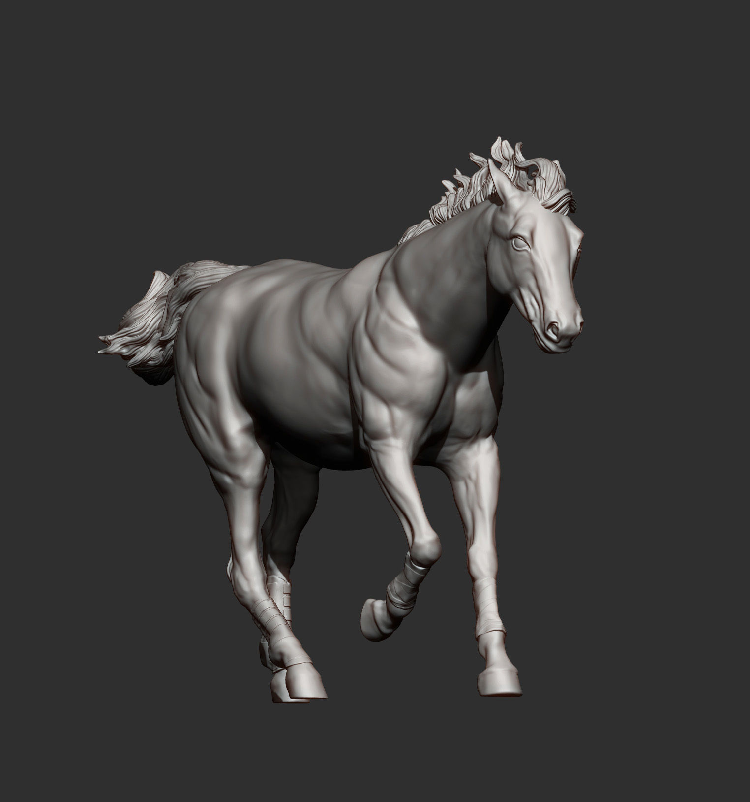 Racehorse horse running 3D print model_1