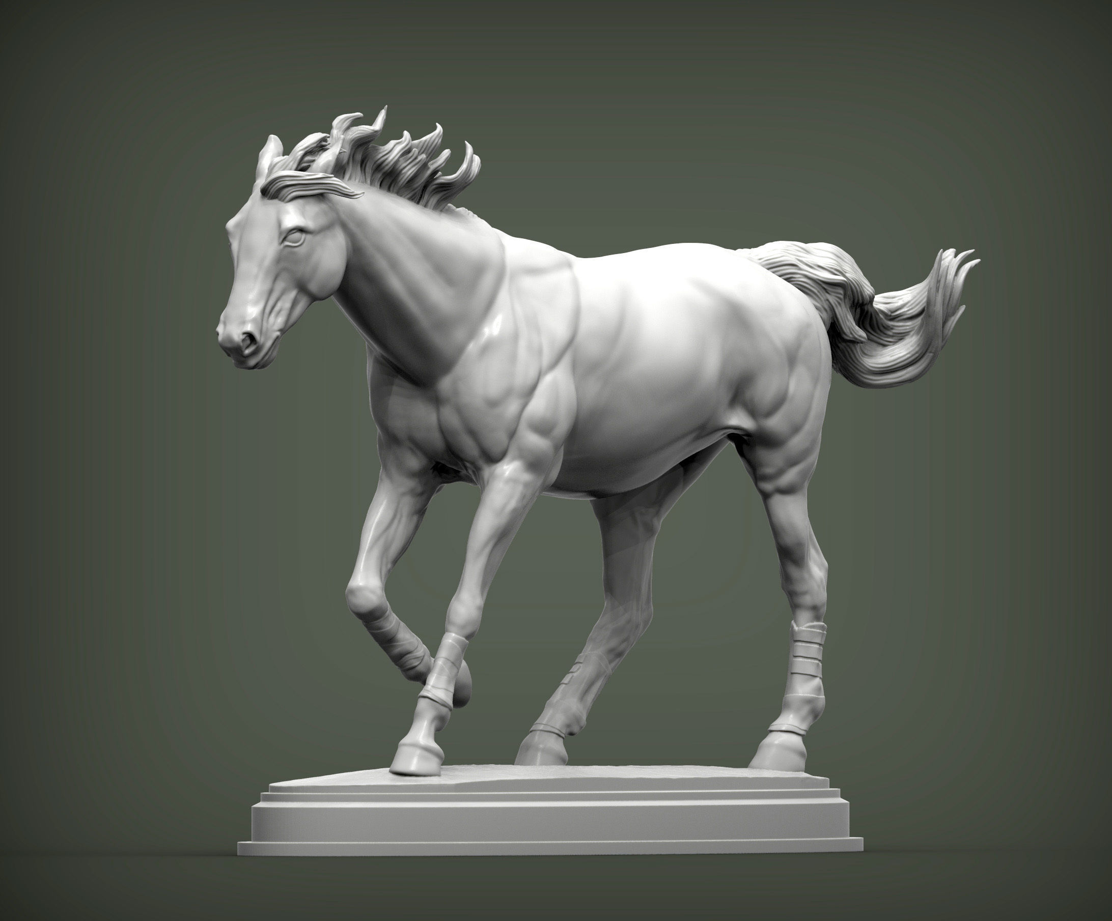 Racehorse horse running 3D print model_10