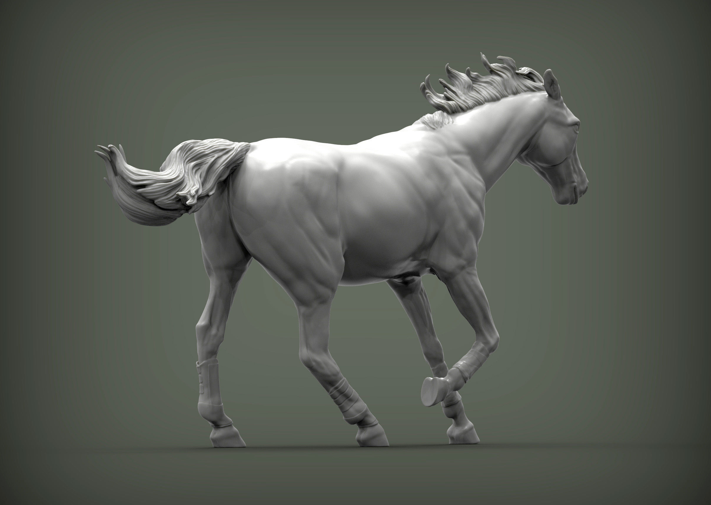 Racehorse horse running 3D print model_7