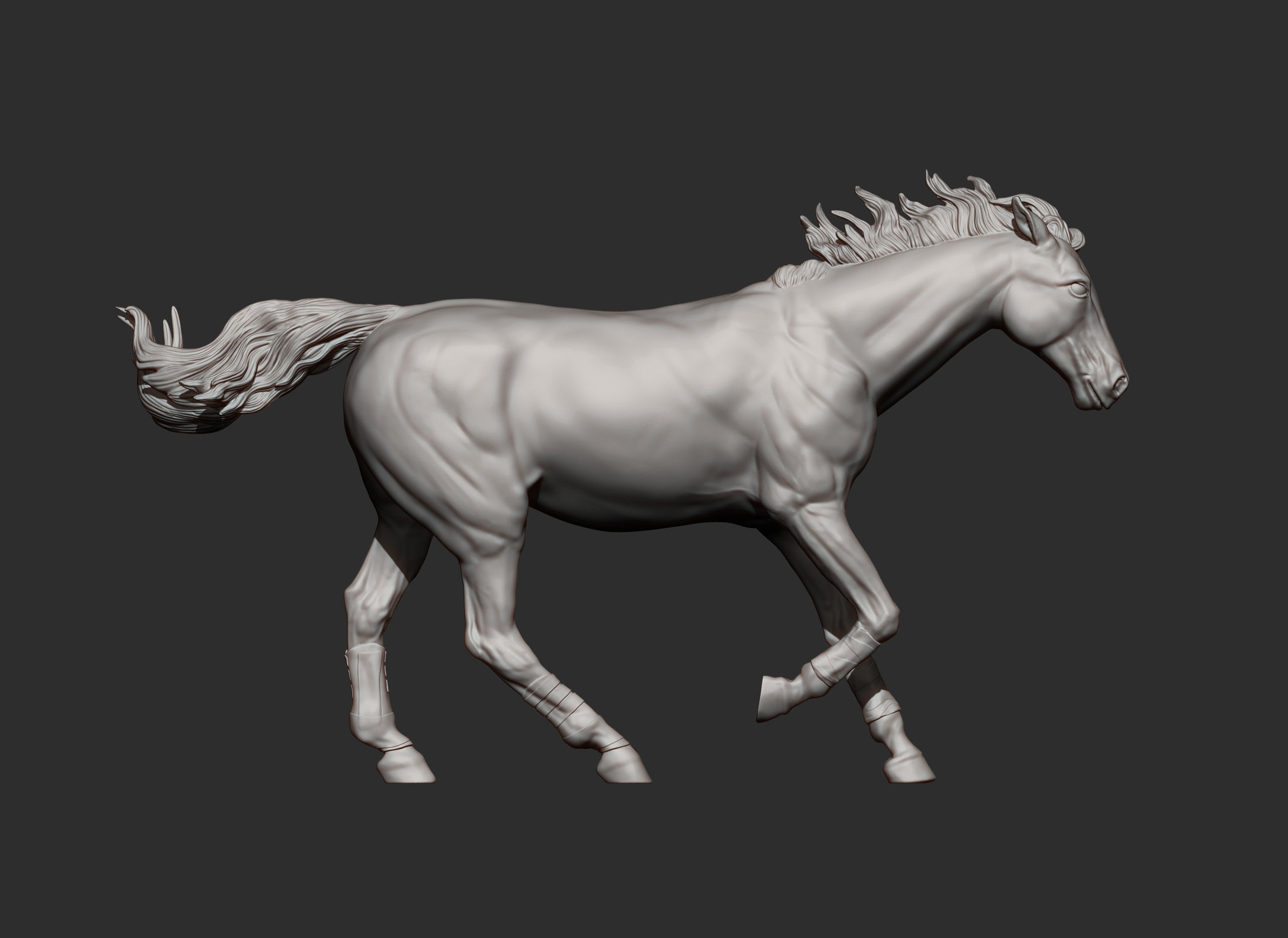 Racehorse horse running 3D print model_13