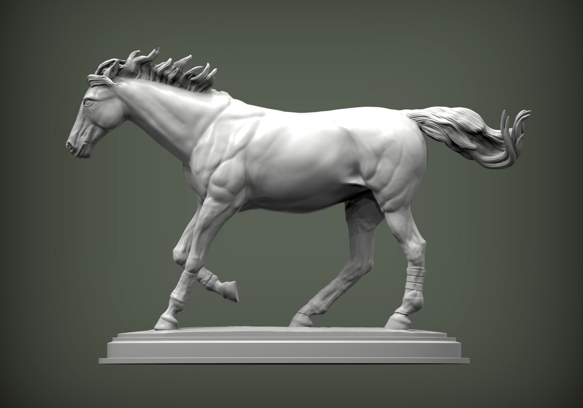 Racehorse horse running 3D print model_9