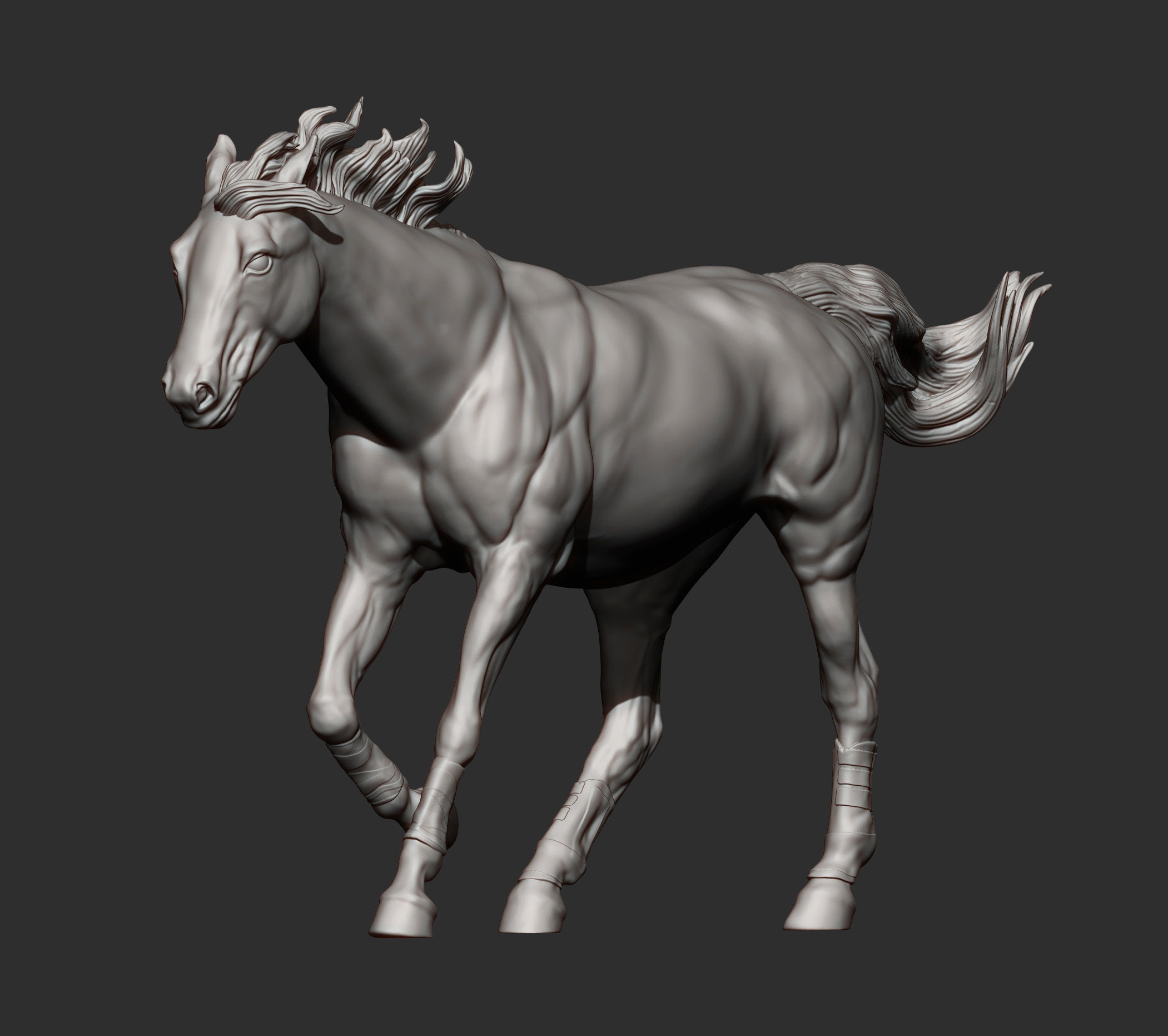 Racehorse horse running 3D print model_3