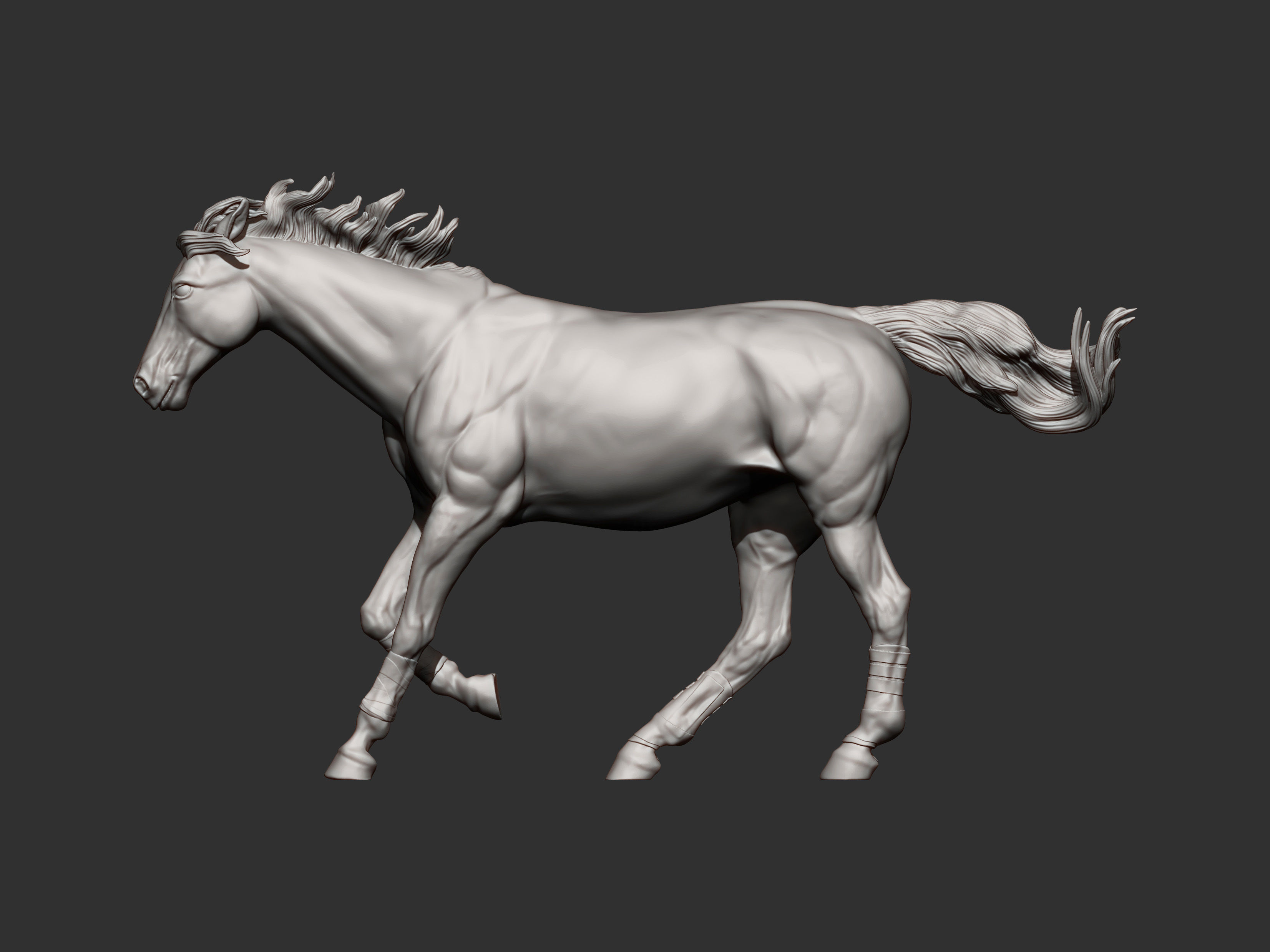 Racehorse horse running 3D print model_2