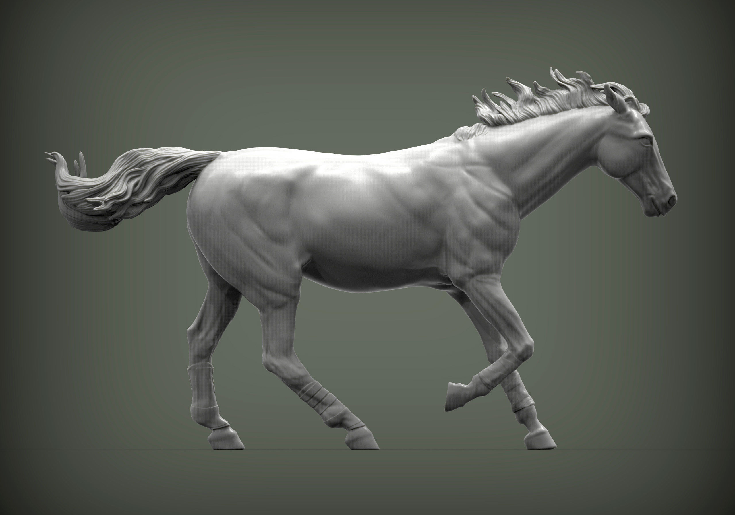 Racehorse horse running 3D print model_8