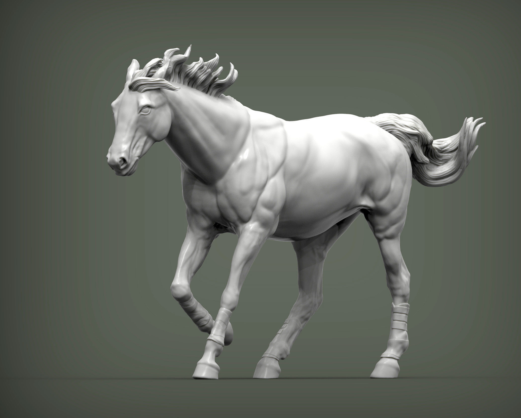 Racehorse horse running 3D print model_6
