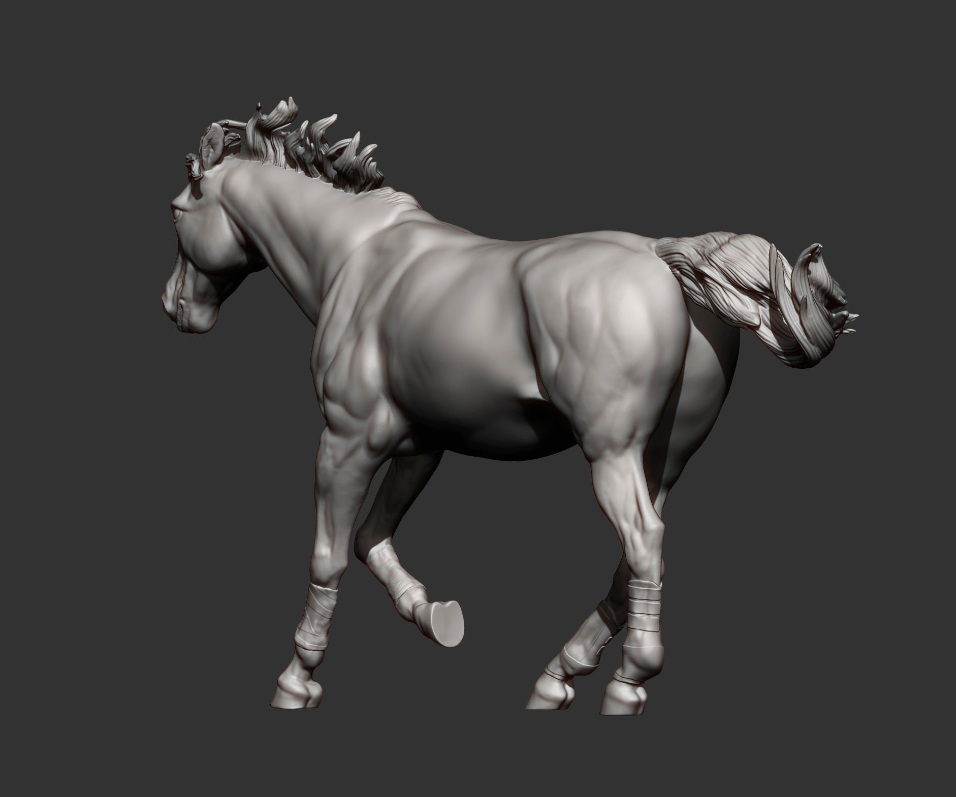 Racehorse horse running 3D print model_4