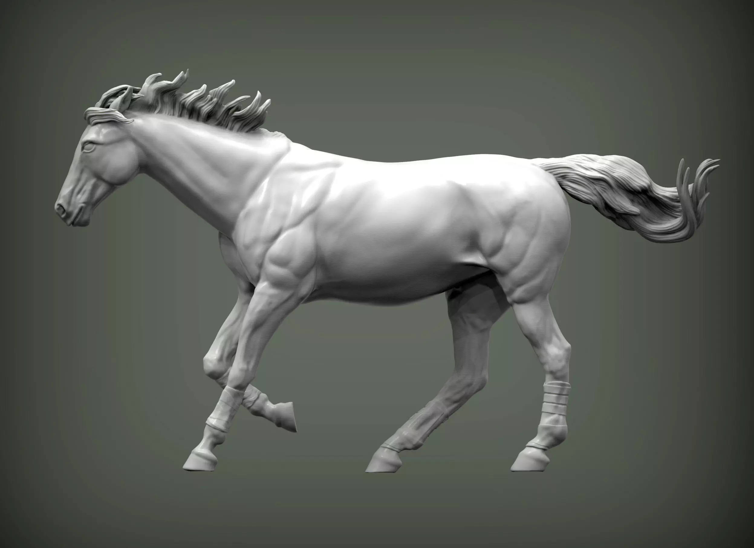 Racehorse horse running 3D print model_0