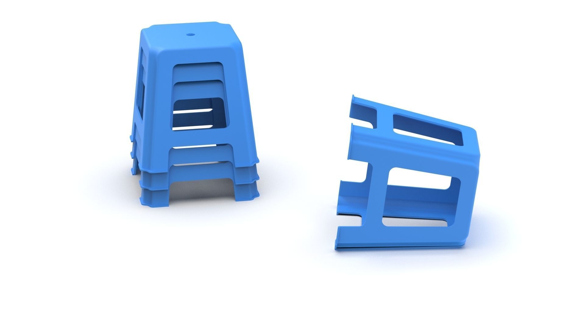 Plastic Stool 3D model_2
