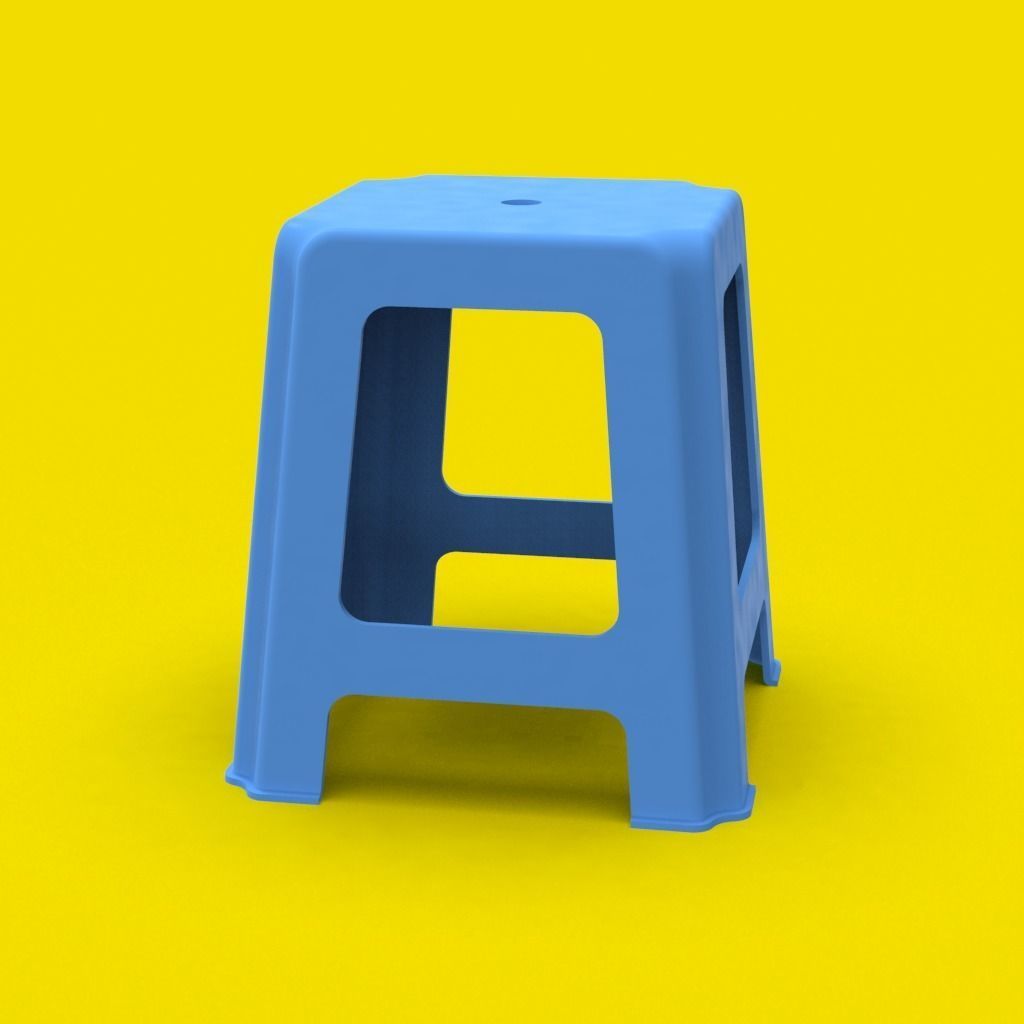 Plastic Stool 3D model_6