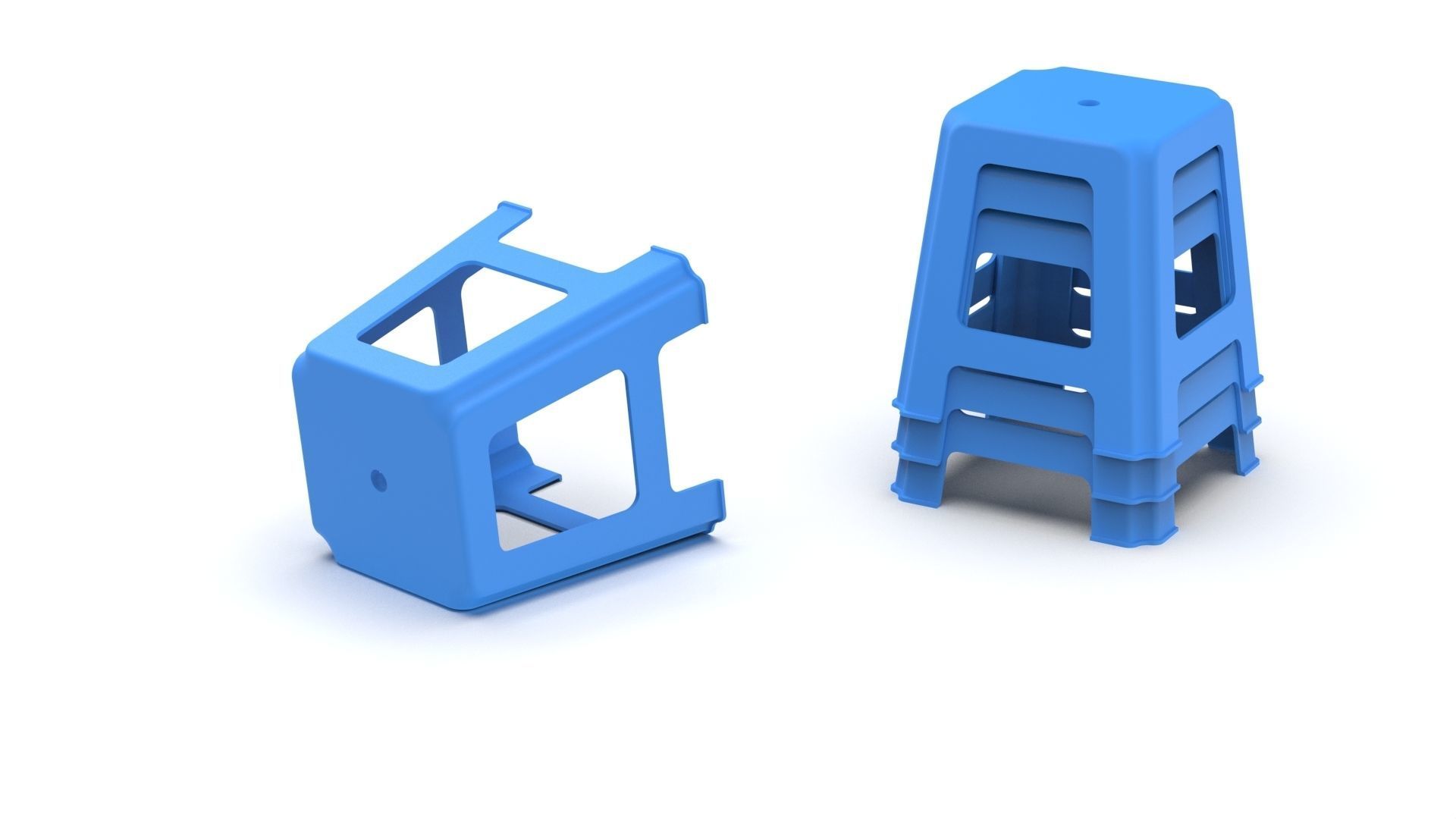 Plastic Stool 3D model_4
