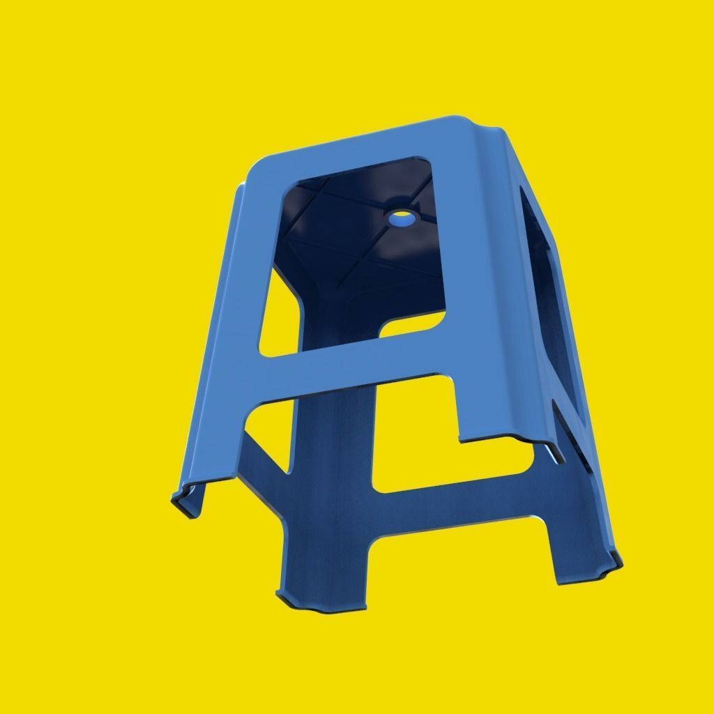 Plastic Stool 3D model_7