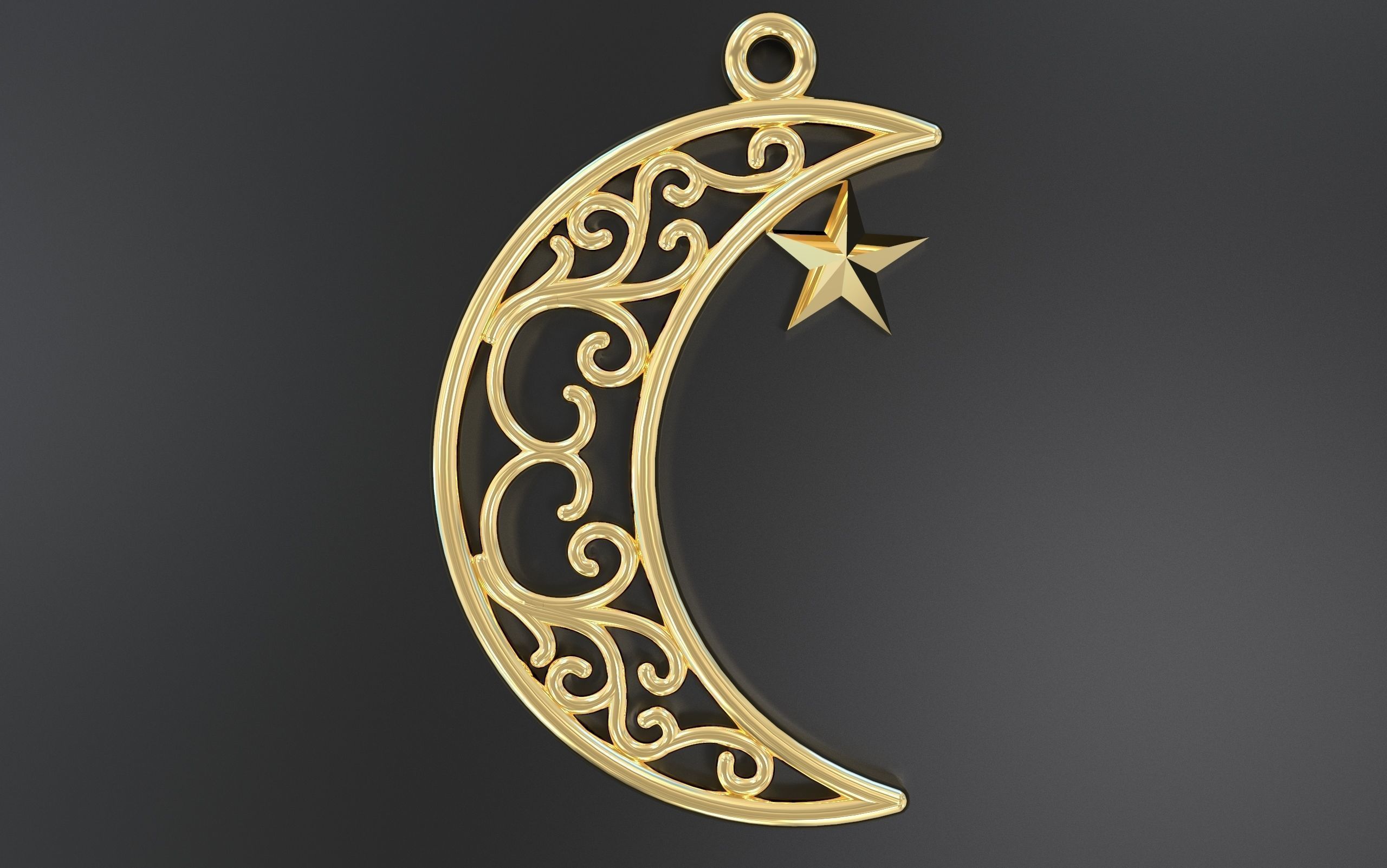 Moon Pendant with star 3D print model_8