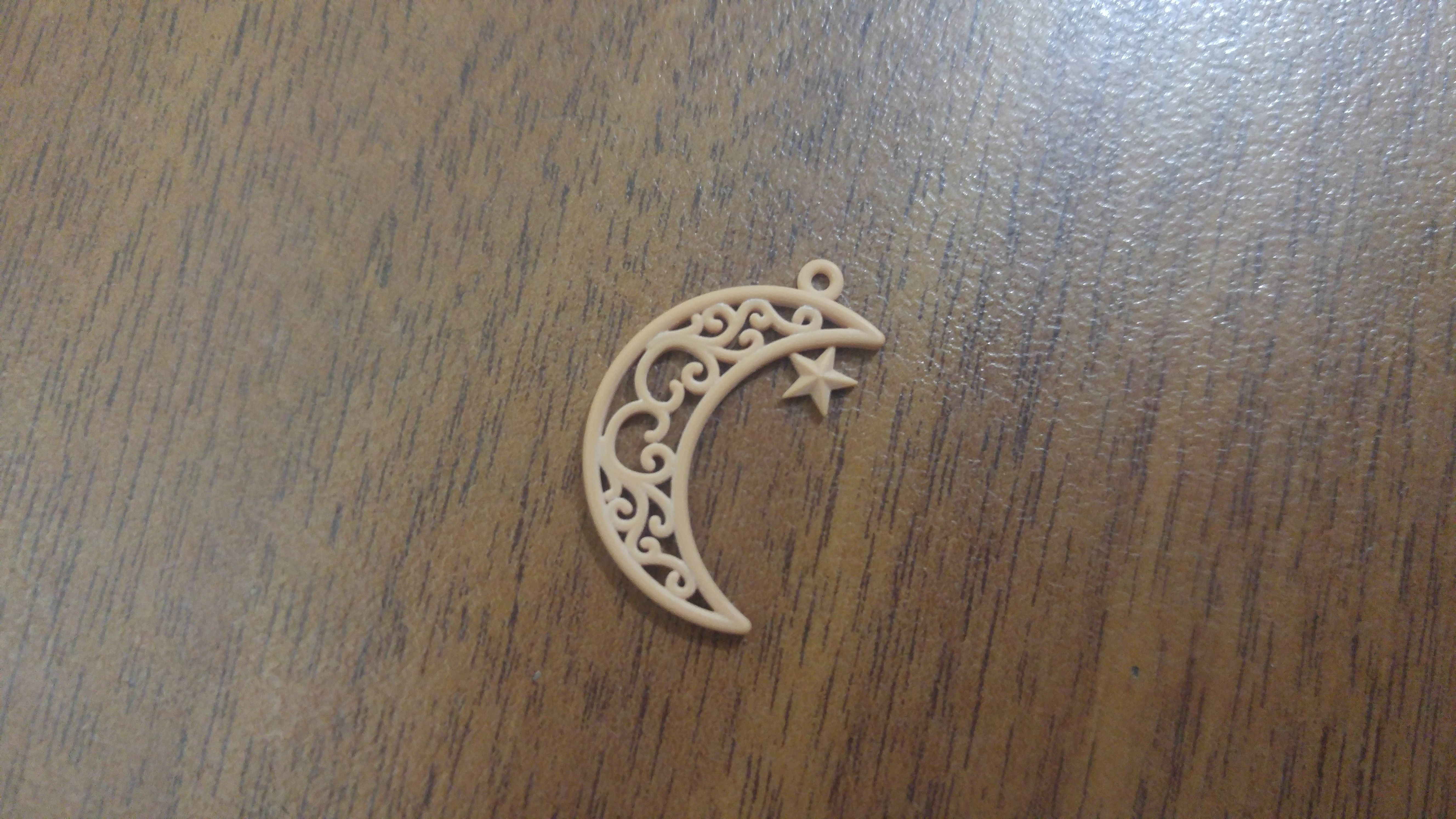 Moon Pendant with star 3D print model_10