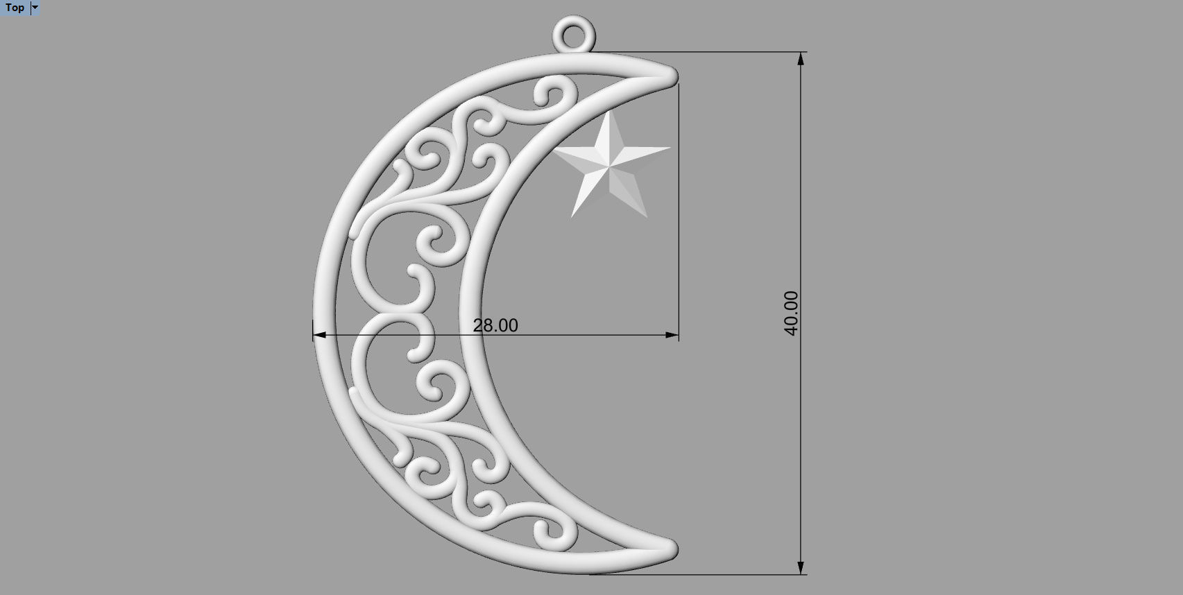 Moon Pendant with star 3D print model_1