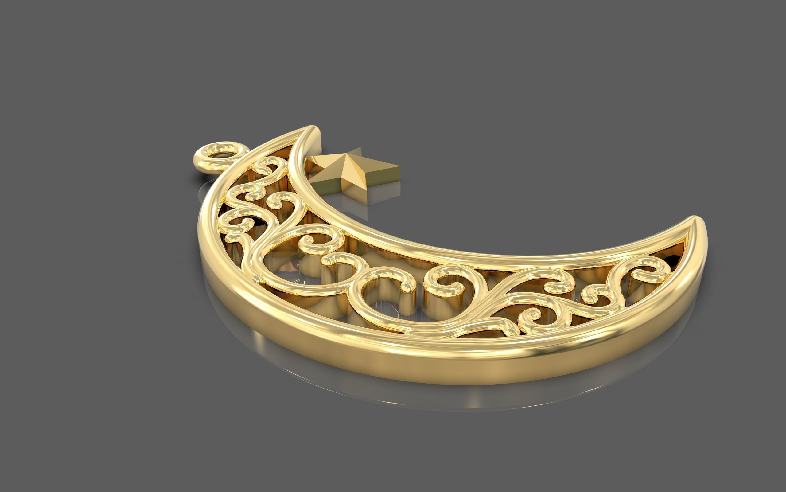 Moon Pendant with star 3D print model_5