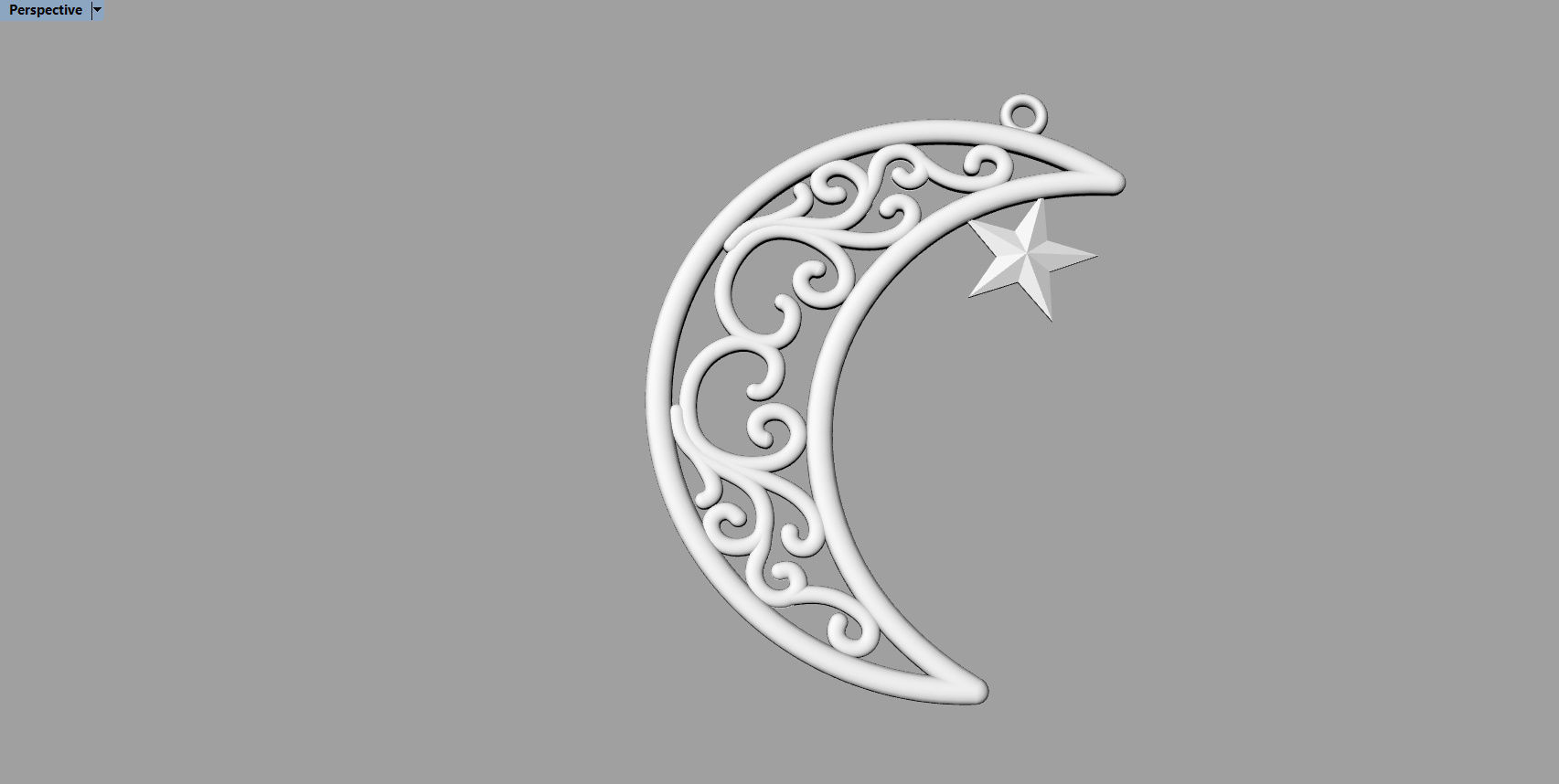 Moon Pendant with star 3D print model_4