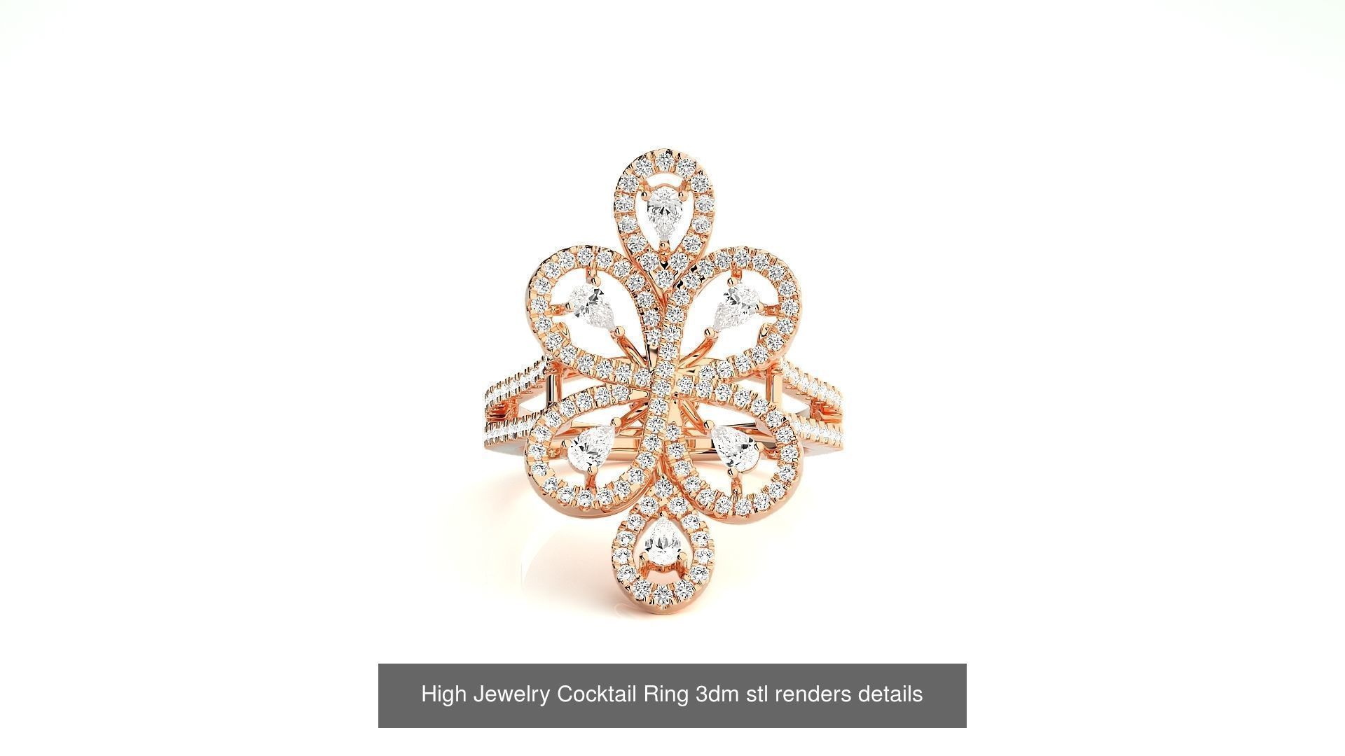 65 High Jewelry Cocktail Ring 3dm stl renders details 3D Model Collection_39