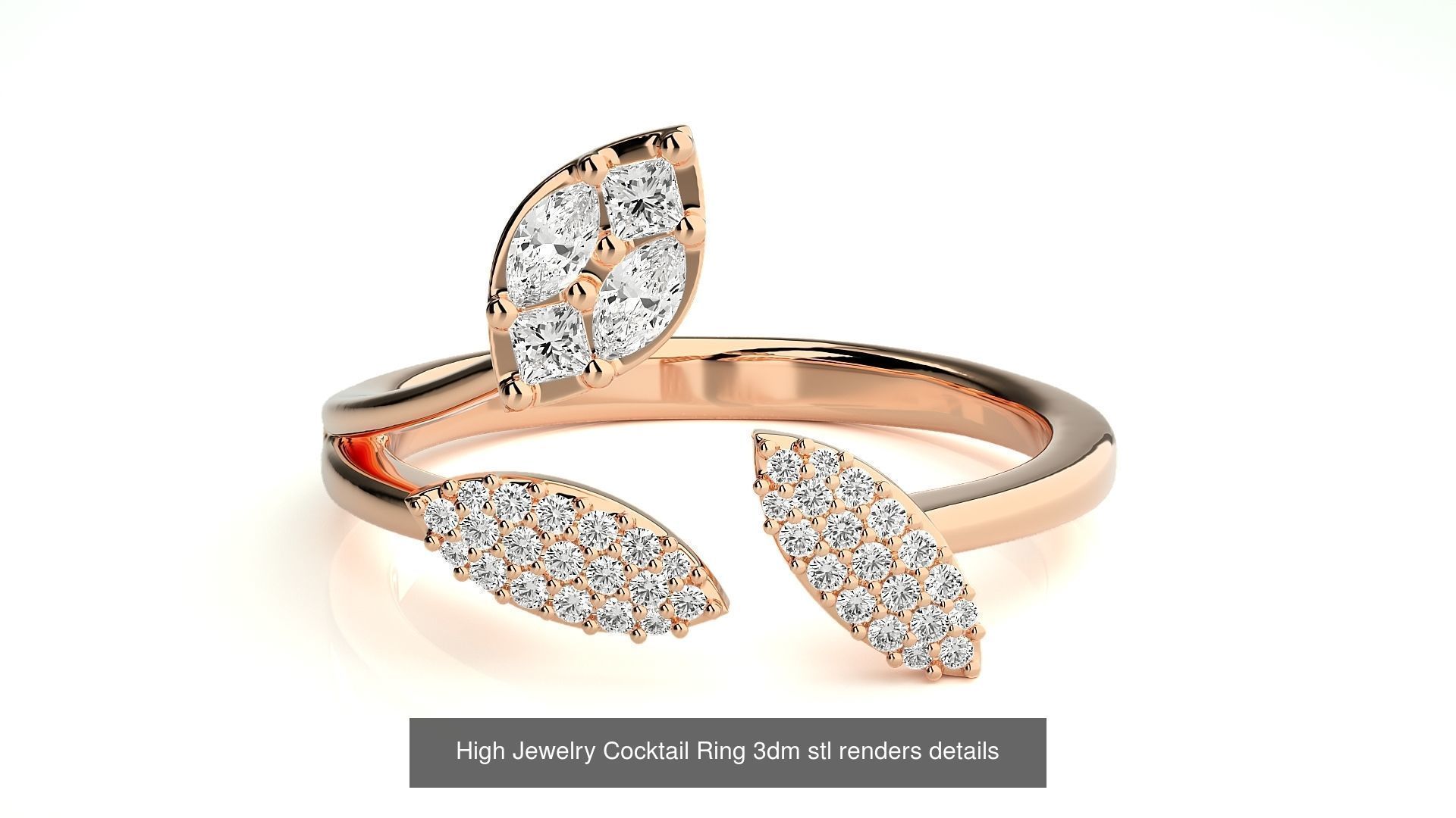 65 High Jewelry Cocktail Ring 3dm stl renders details 3D Model Collection_27