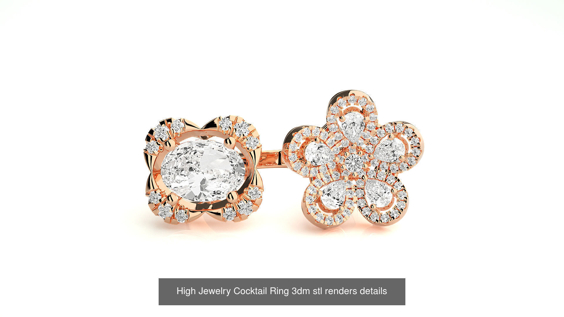 65 High Jewelry Cocktail Ring 3dm stl renders details 3D Model Collection_16