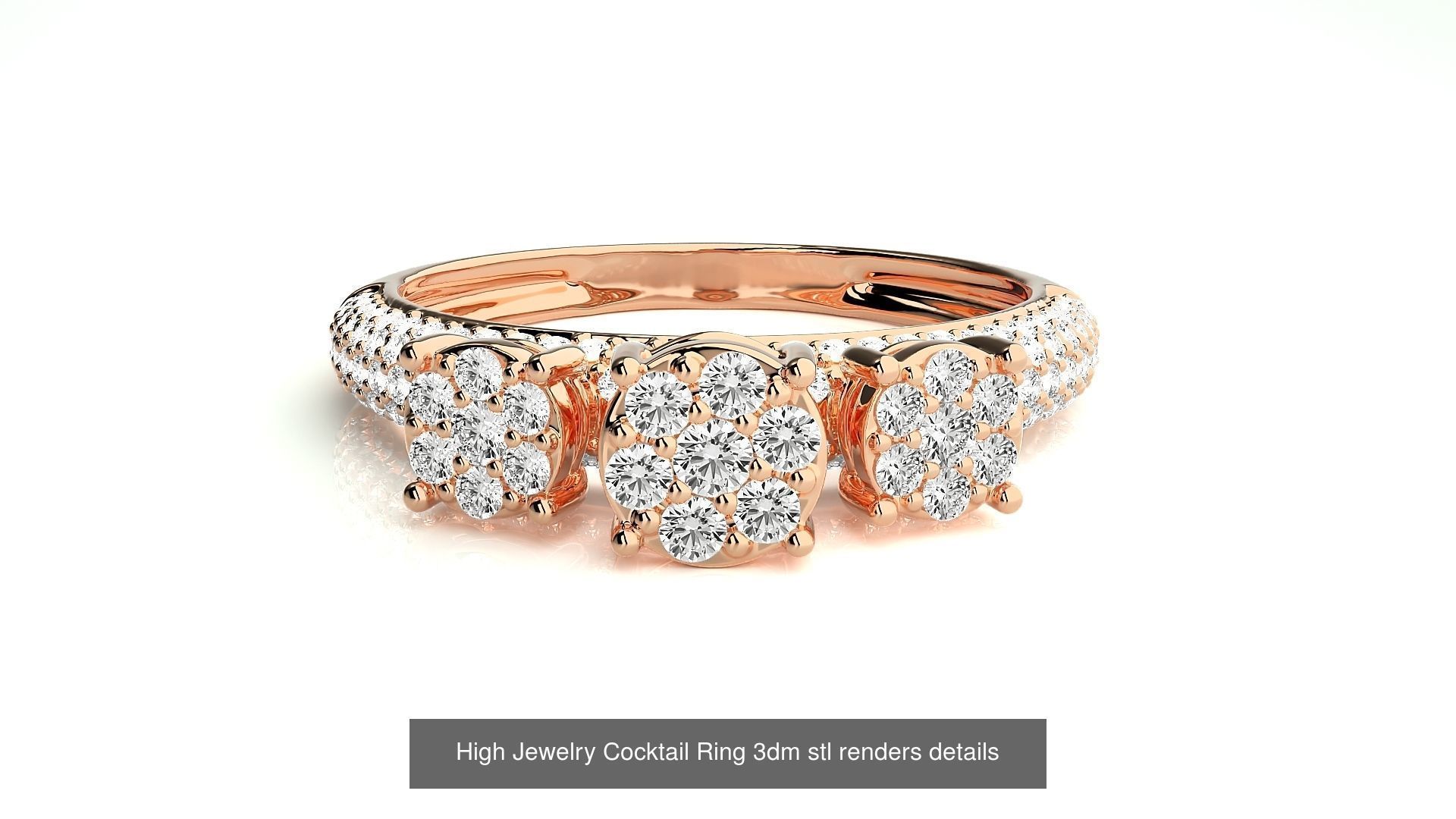 65 High Jewelry Cocktail Ring 3dm stl renders details 3D Model Collection_7