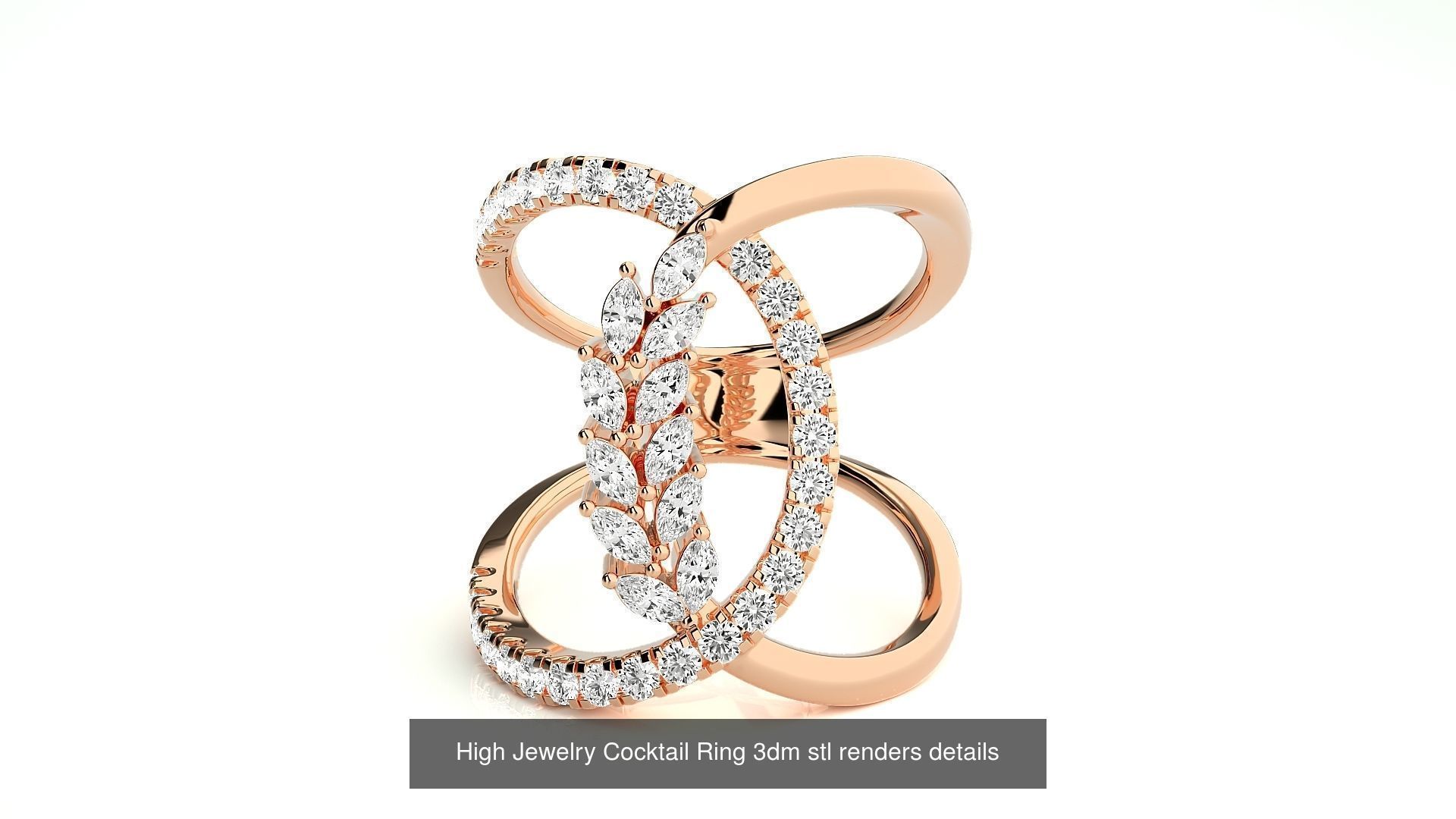 65 High Jewelry Cocktail Ring 3dm stl renders details 3D Model Collection_55