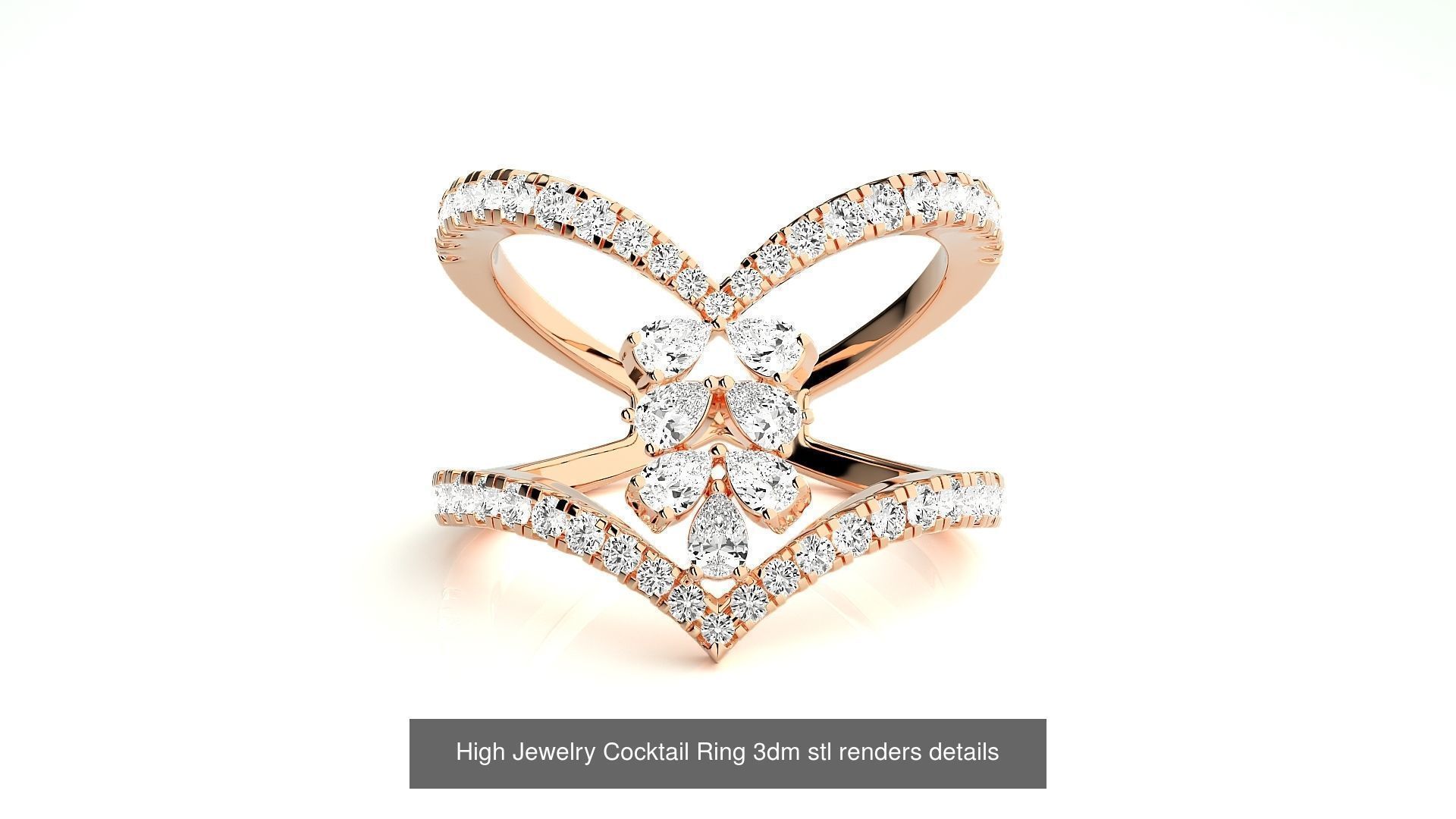 65 High Jewelry Cocktail Ring 3dm stl renders details 3D Model Collection_63