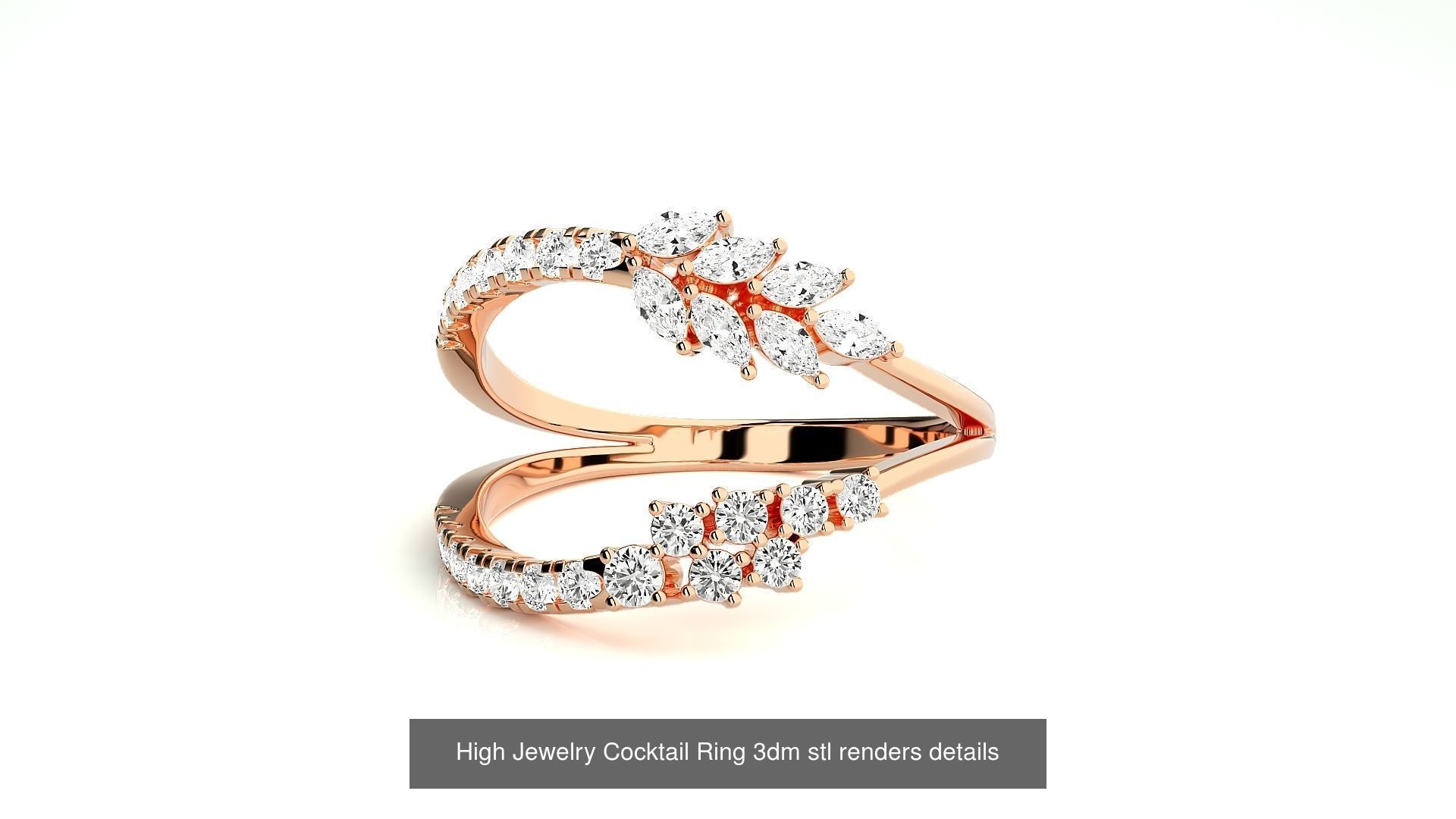 65 High Jewelry Cocktail Ring 3dm stl renders details 3D Model Collection_65