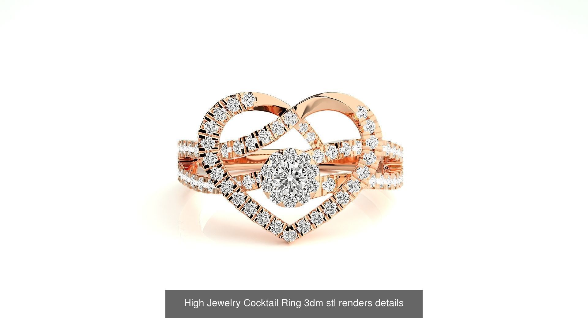 65 High Jewelry Cocktail Ring 3dm stl renders details 3D Model Collection_10