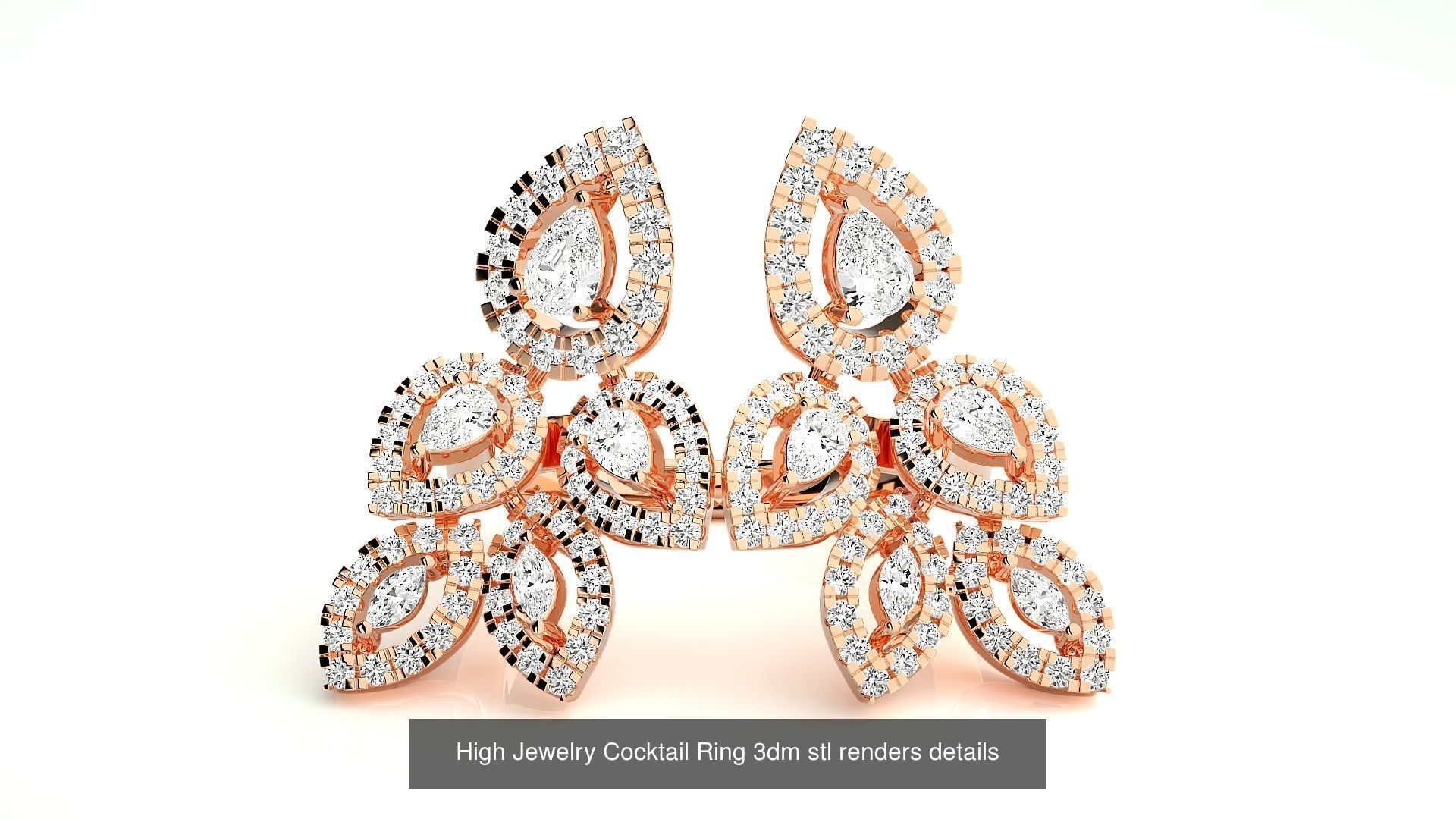 65 High Jewelry Cocktail Ring 3dm stl renders details 3D Model Collection_33